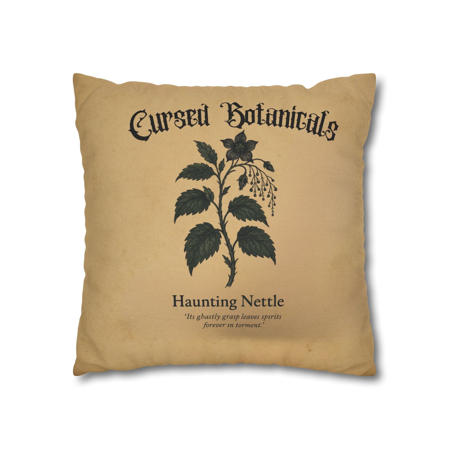 Square Pillowcase, Cursed Botanicals- Haunting Neetle, Spooky Fall Autumn Aesthetic Eerie Design