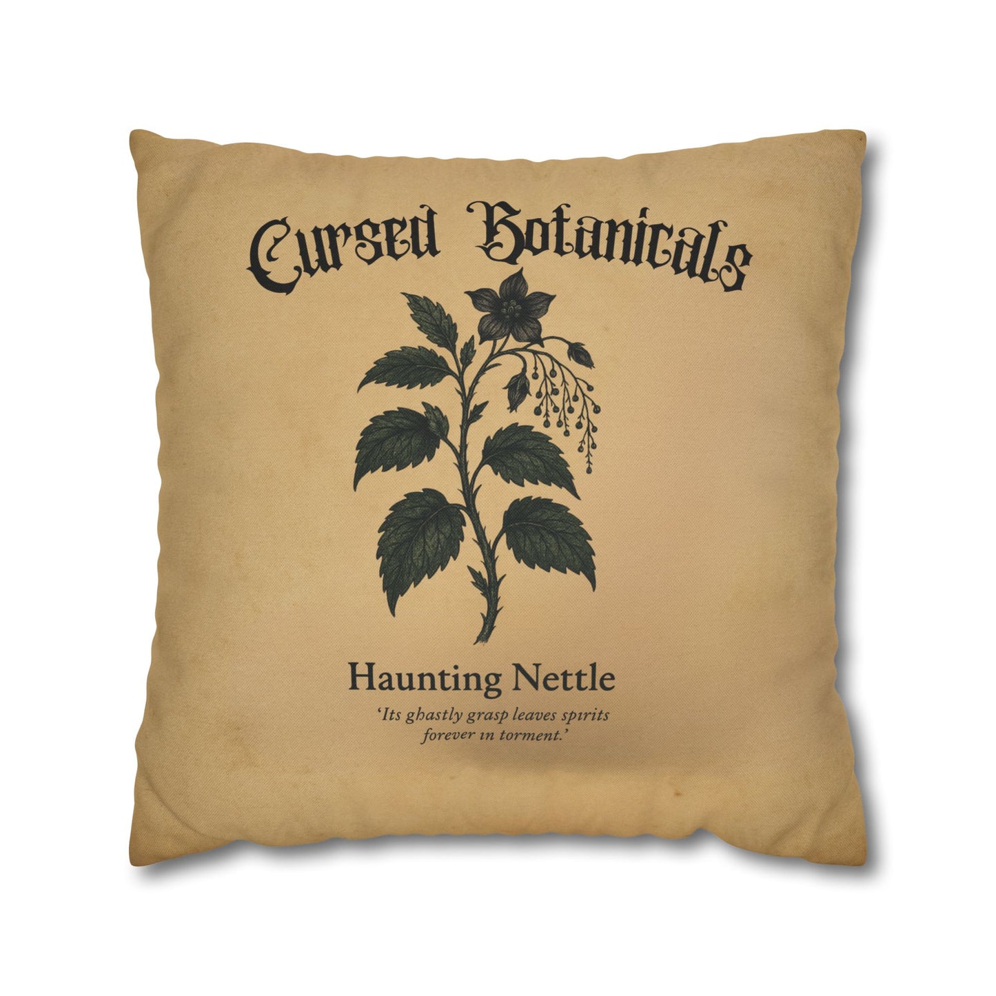 Square Pillowcase, Cursed Botanicals- Haunting Neetle, Spooky Fall Autumn Aesthetic Eerie Design