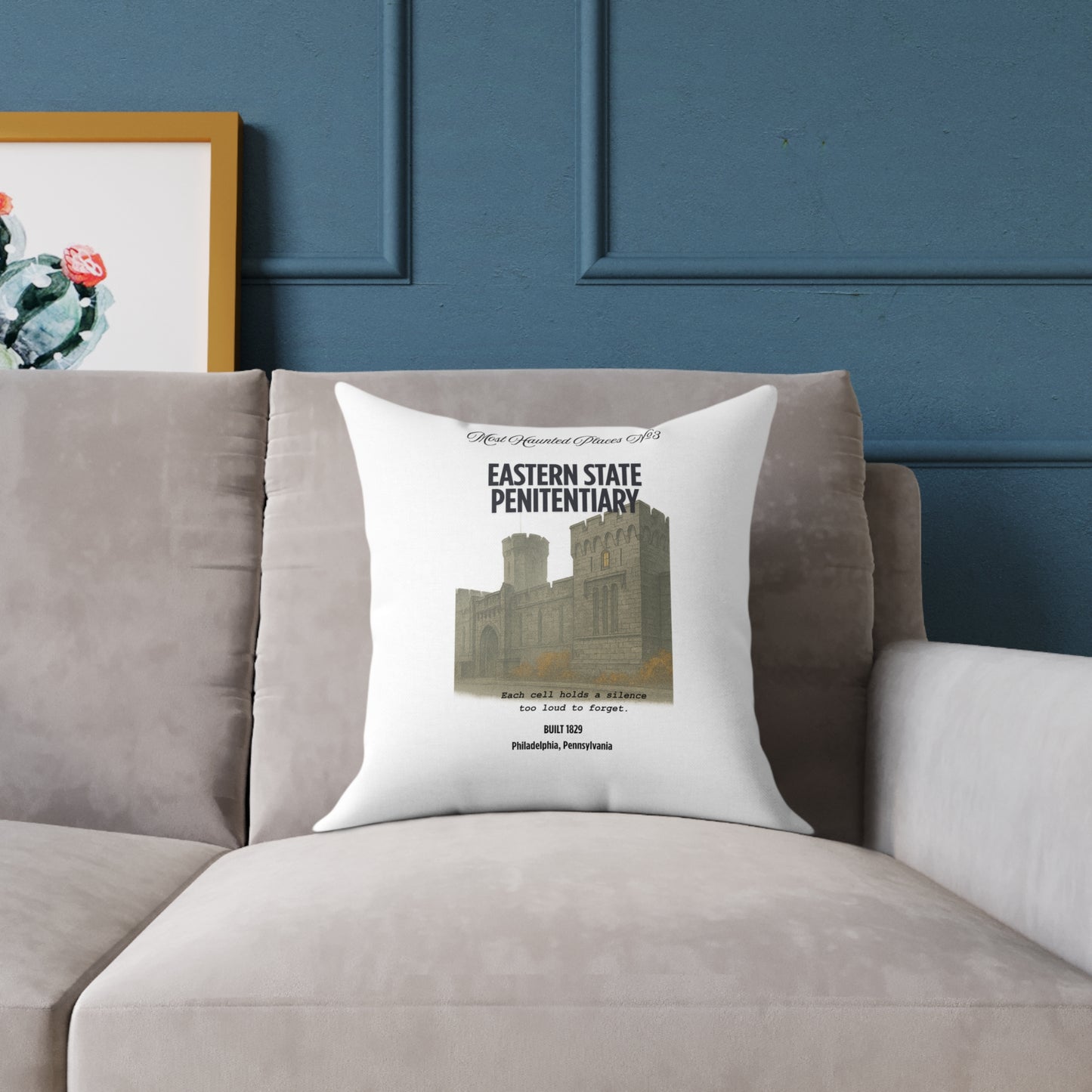 Canvas Pillow - The Most Haunted Collection Eastern State Penitentiary  - Rustic Home Decor Accent