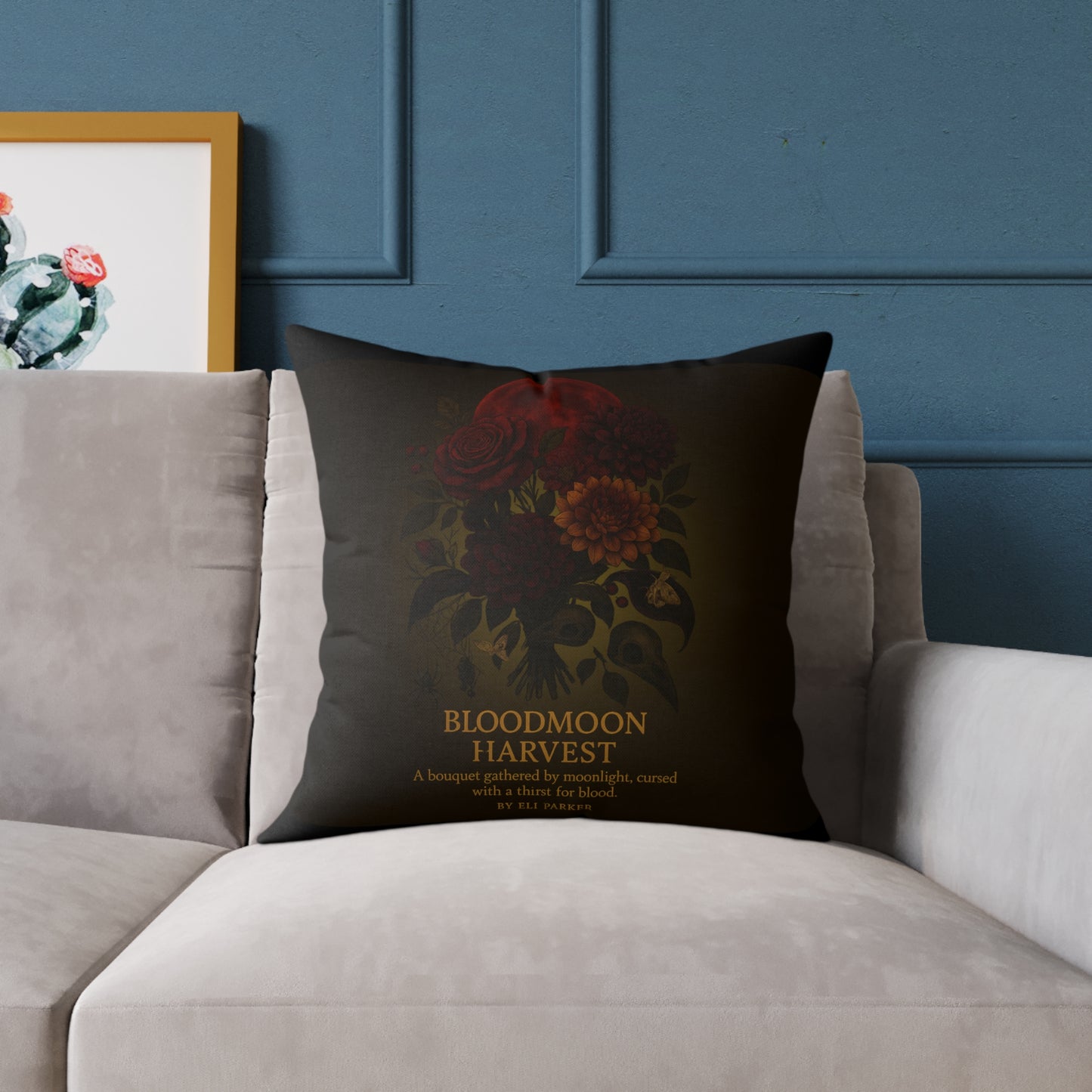 Canvas Pillow -  Haunted Bouquet Collection - Bloodmoon Harvest