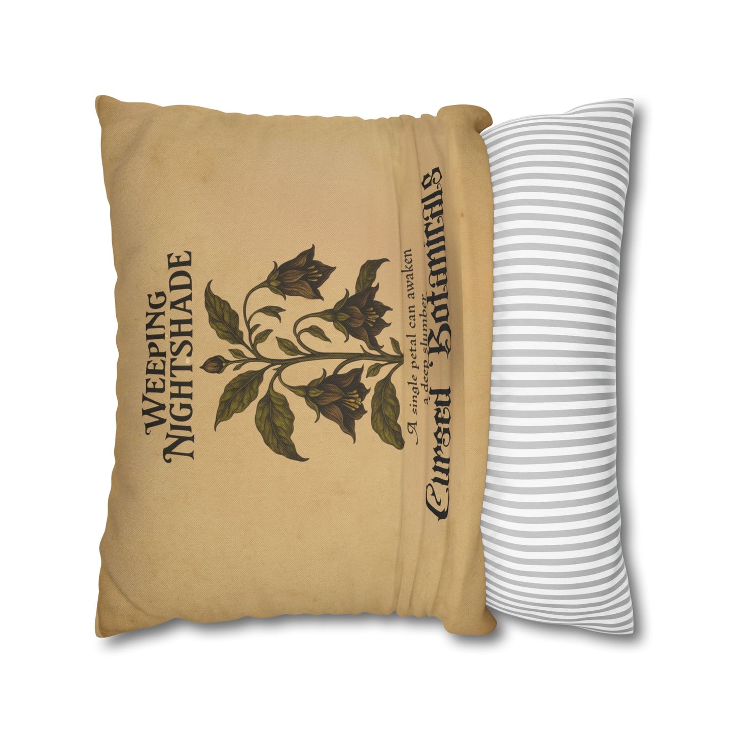 Square Pillowcase, Cursed Botanicals Collection- Weeping Nightshade, Spooky Fall Autumn Aesthetic Eerie Design