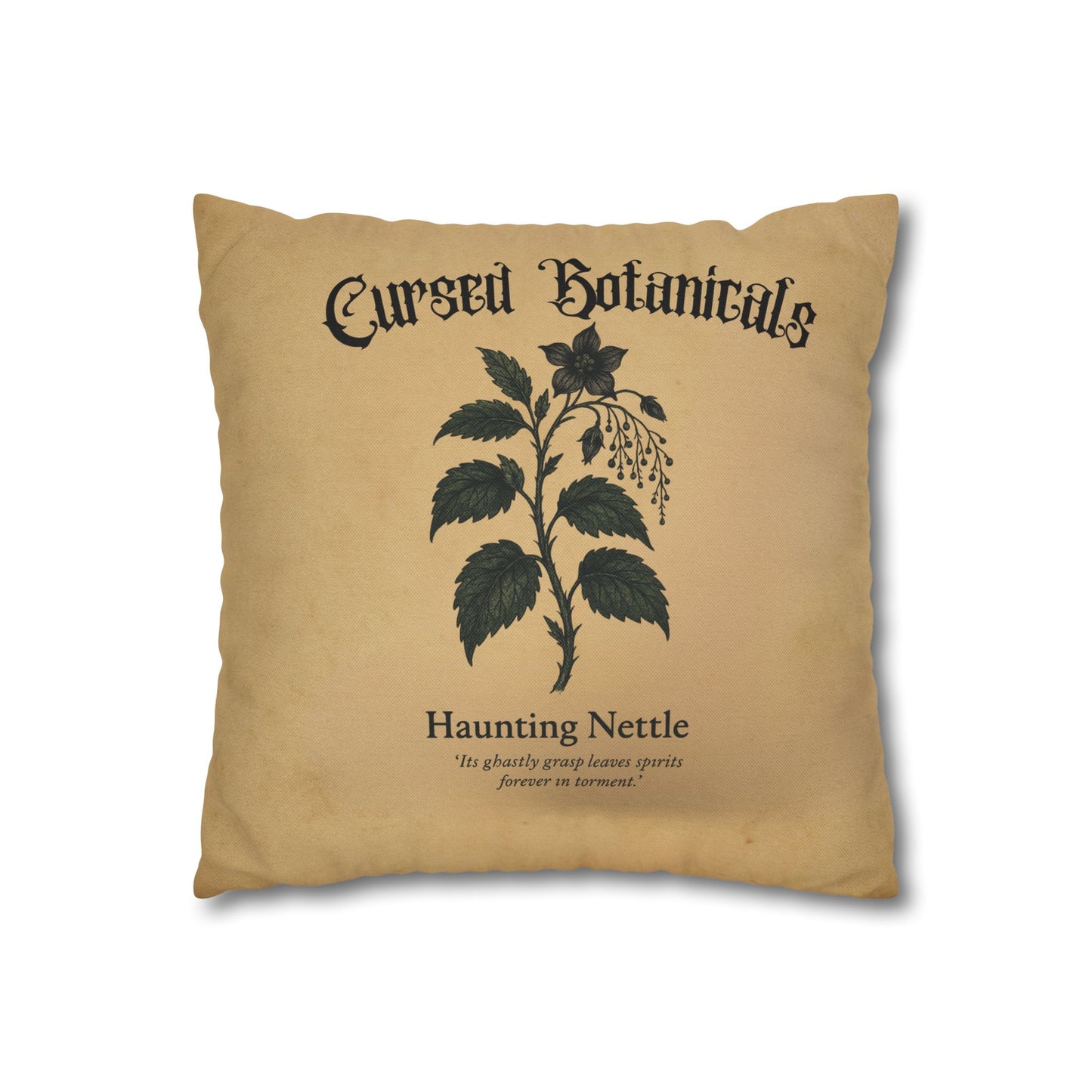 Square Pillowcase, Cursed Botanicals- Haunting Neetle, Spooky Fall Autumn Aesthetic Eerie Design