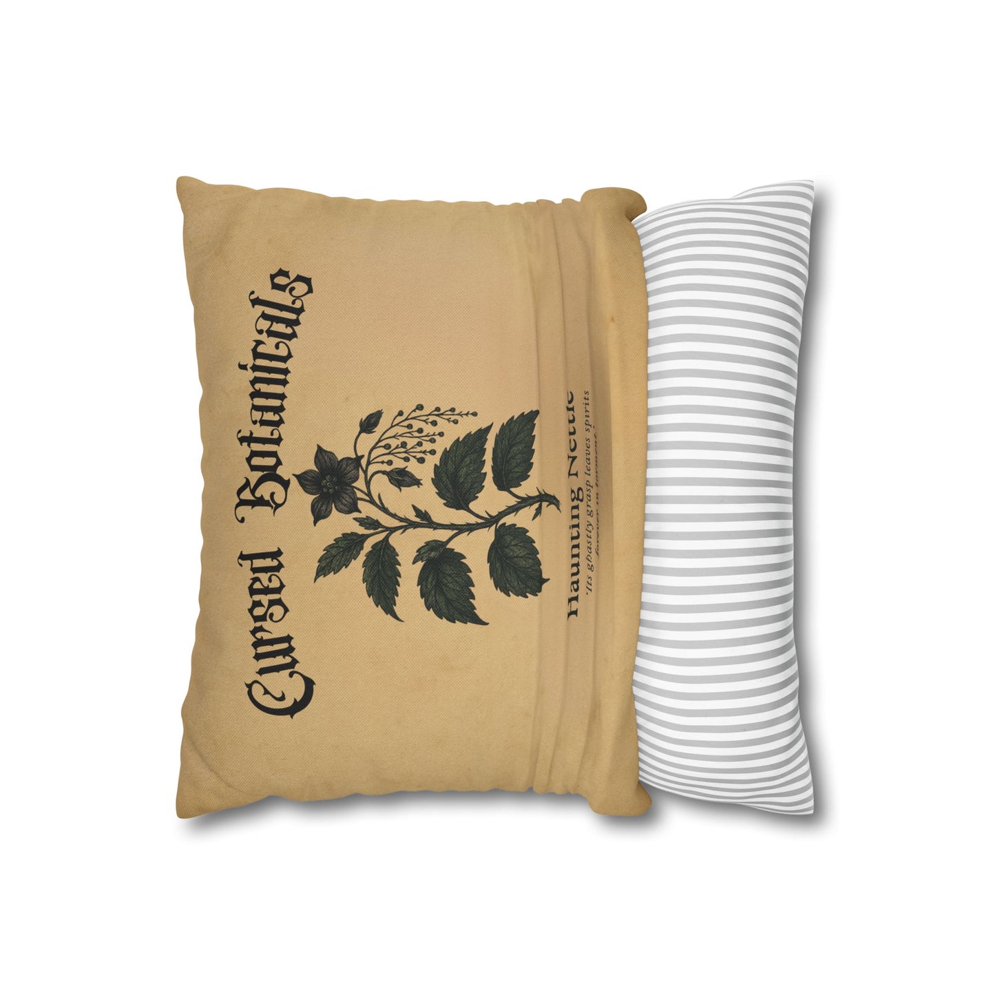 Square Pillowcase, Cursed Botanicals- Haunting Neetle, Spooky Fall Autumn Aesthetic Eerie Design