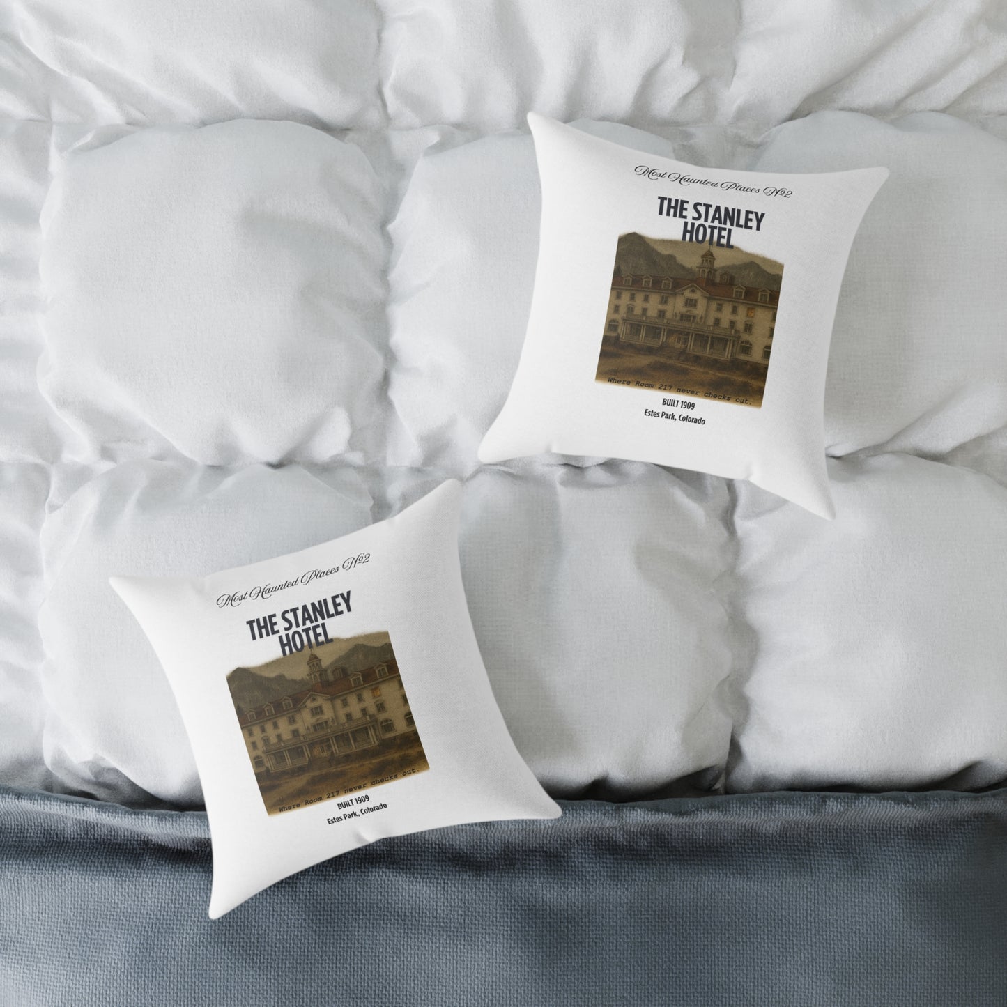 Canvas Pillow - The Most Haunted Collection Stanley Hotel - Rustic Home Decor Accent