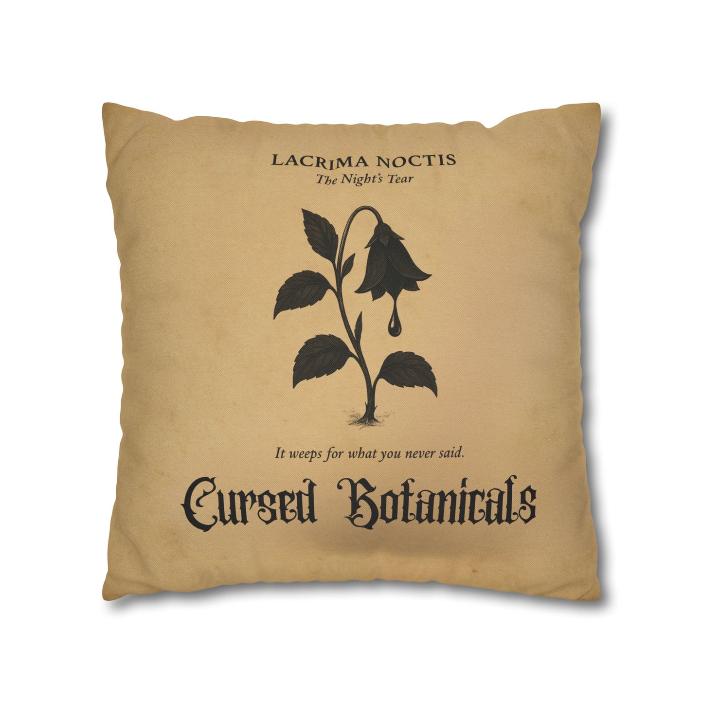 Square Pillowcase, Cursed Botanicals- Night's Tear, Spooky Fall Autumn Aesthetic Eerie Design