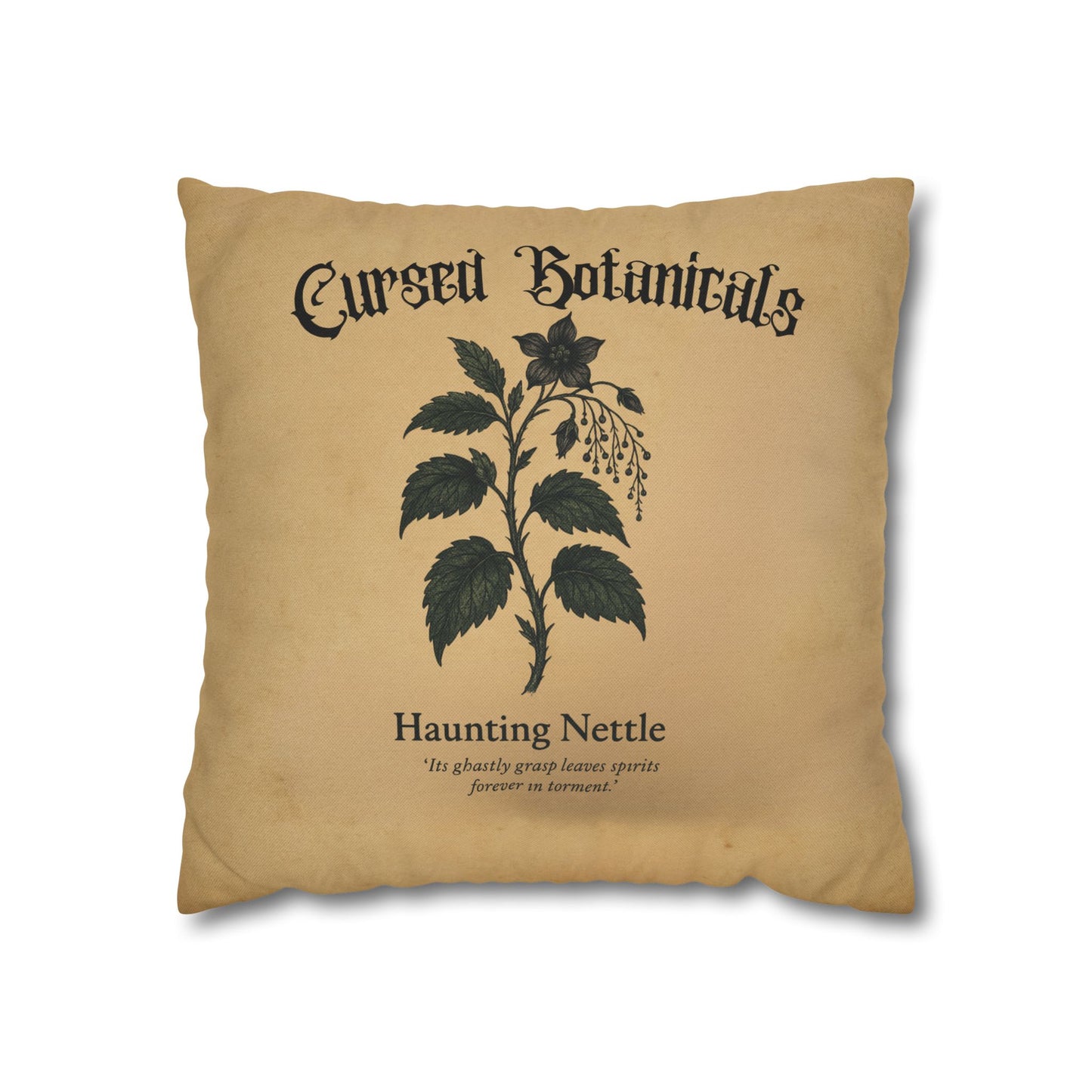 Square Pillowcase, Cursed Botanicals- Haunting Neetle, Spooky Fall Autumn Aesthetic Eerie Design