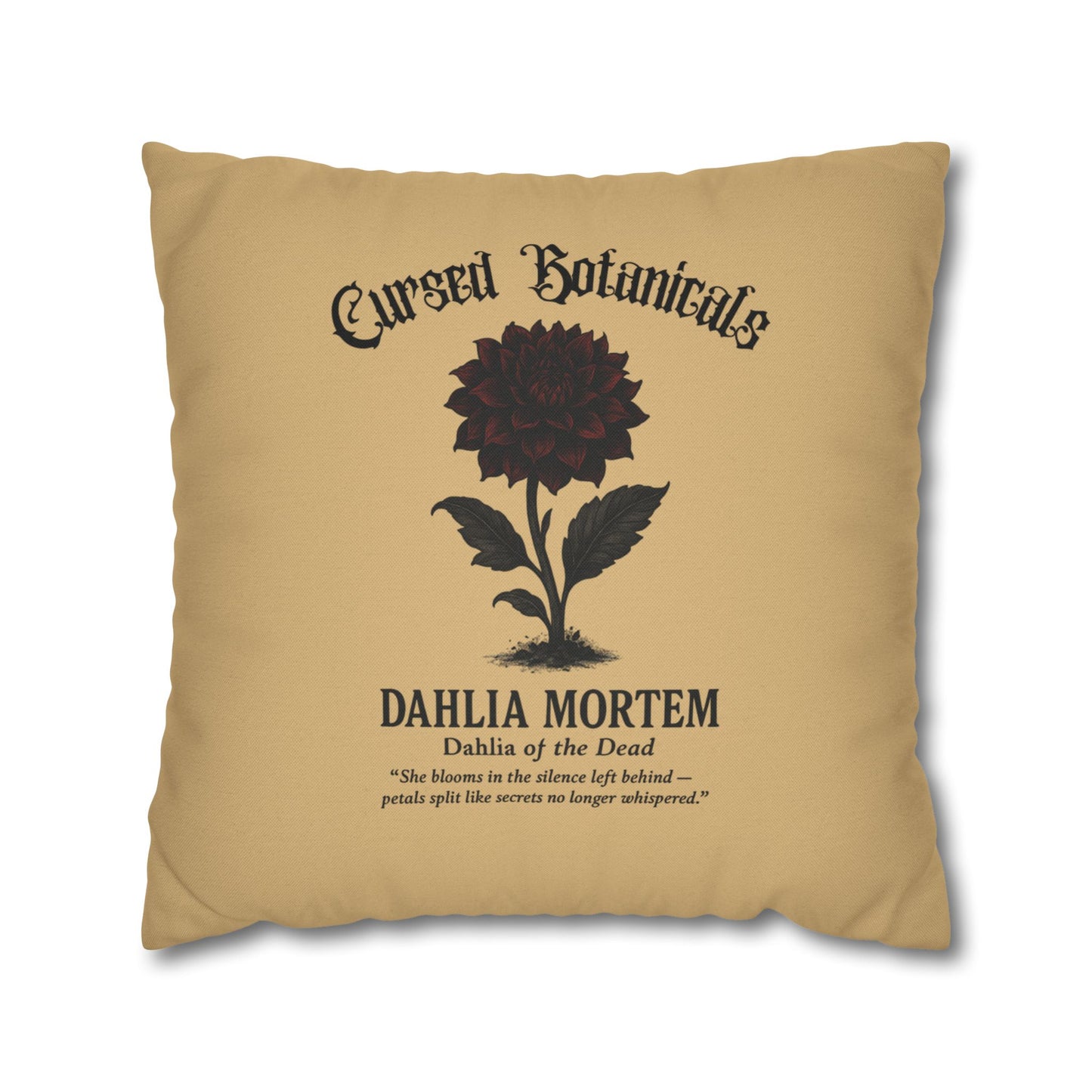 Square Pillowcase, Cursed Botanicals- Dahlia, Spooky Fall Autumn Aesthetic Eerie Design