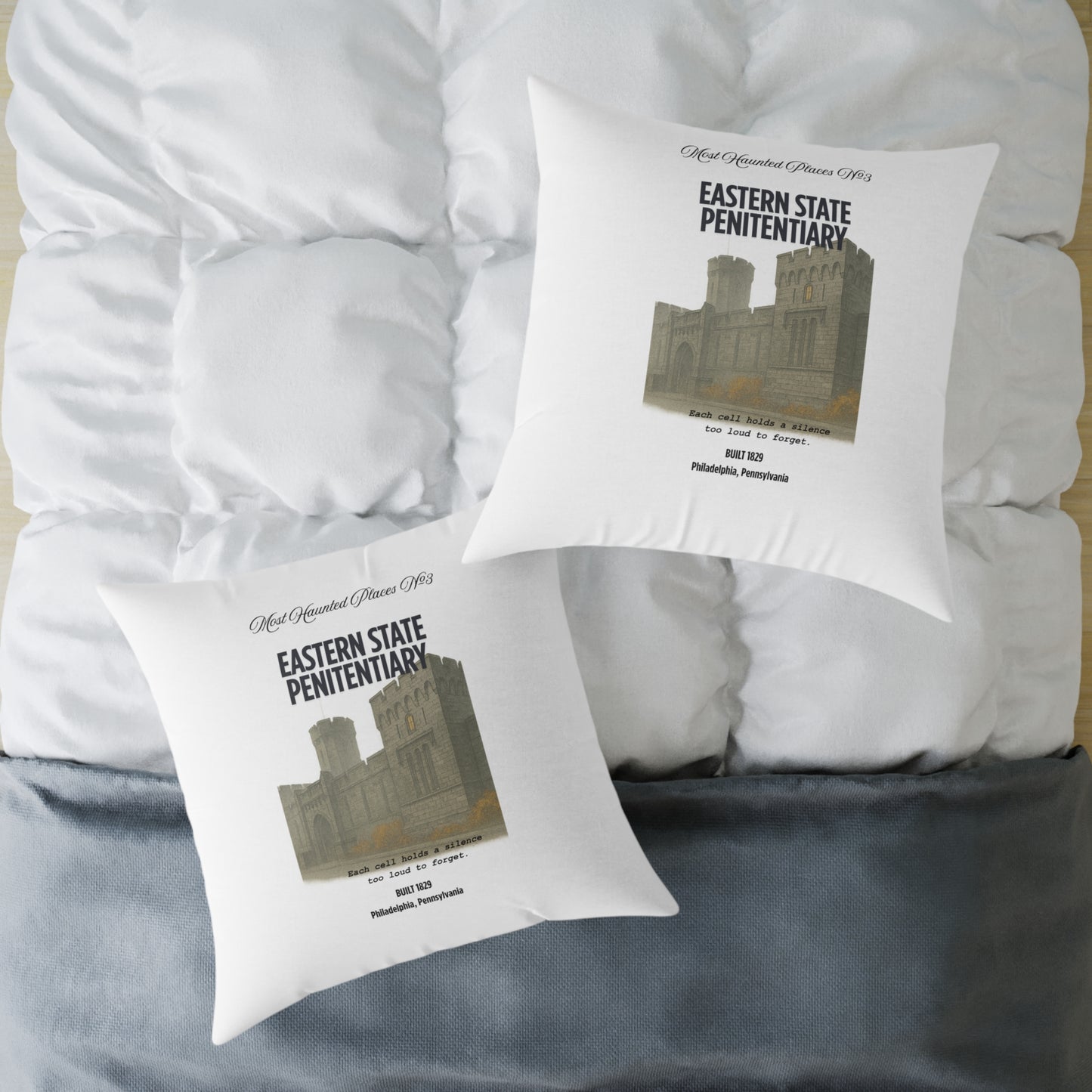 Canvas Pillow - The Most Haunted Collection Eastern State Penitentiary  - Rustic Home Decor Accent