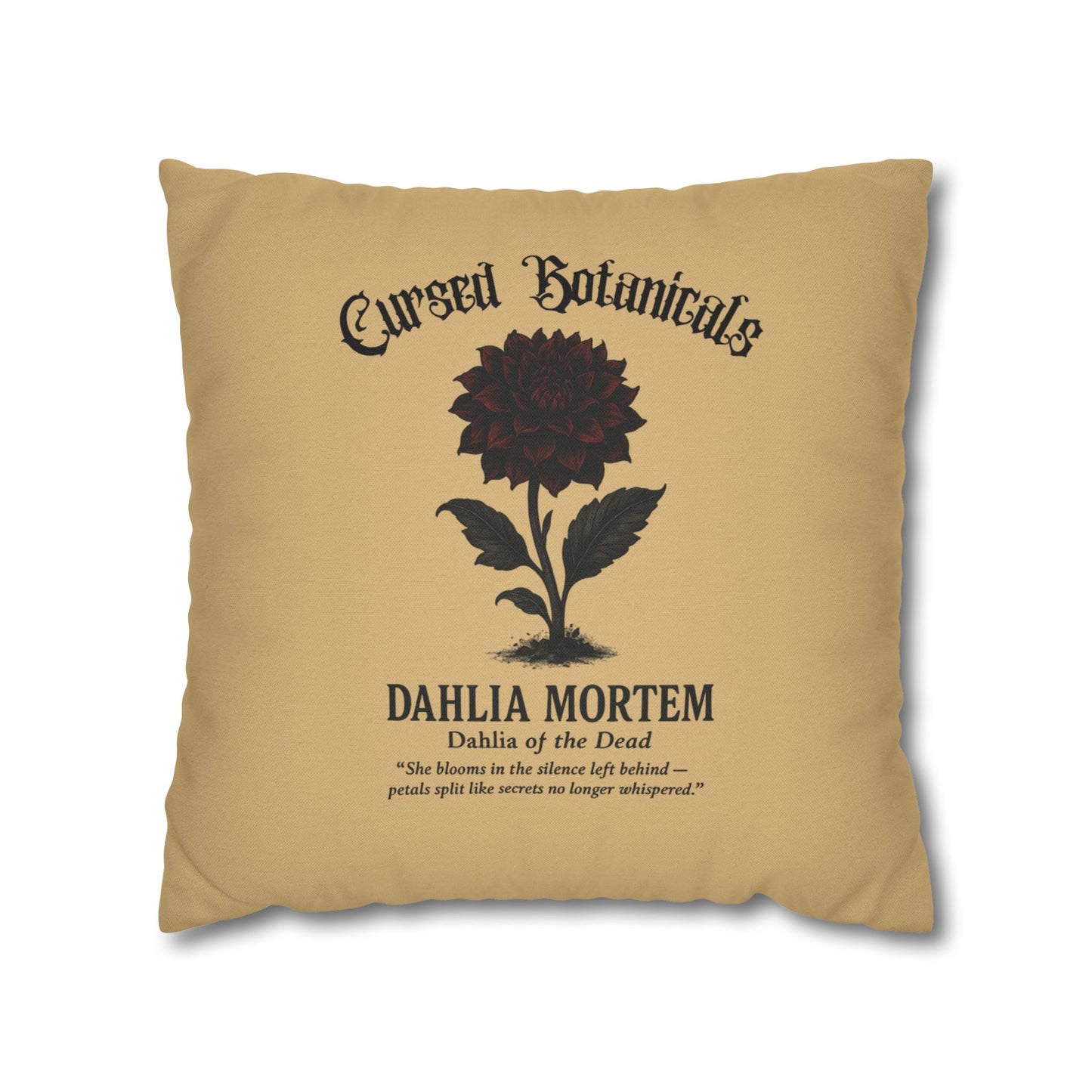 Square Pillowcase, Cursed Botanicals- Dahlia, Spooky Fall Autumn Aesthetic Eerie Design