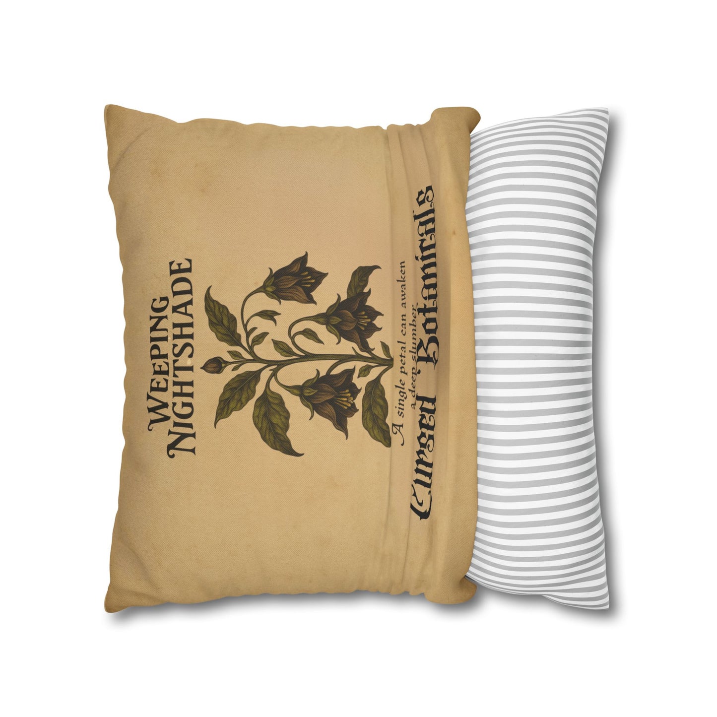 Square Pillowcase, Cursed Botanicals Collection- Weeping Nightshade, Spooky Fall Autumn Aesthetic Eerie Design