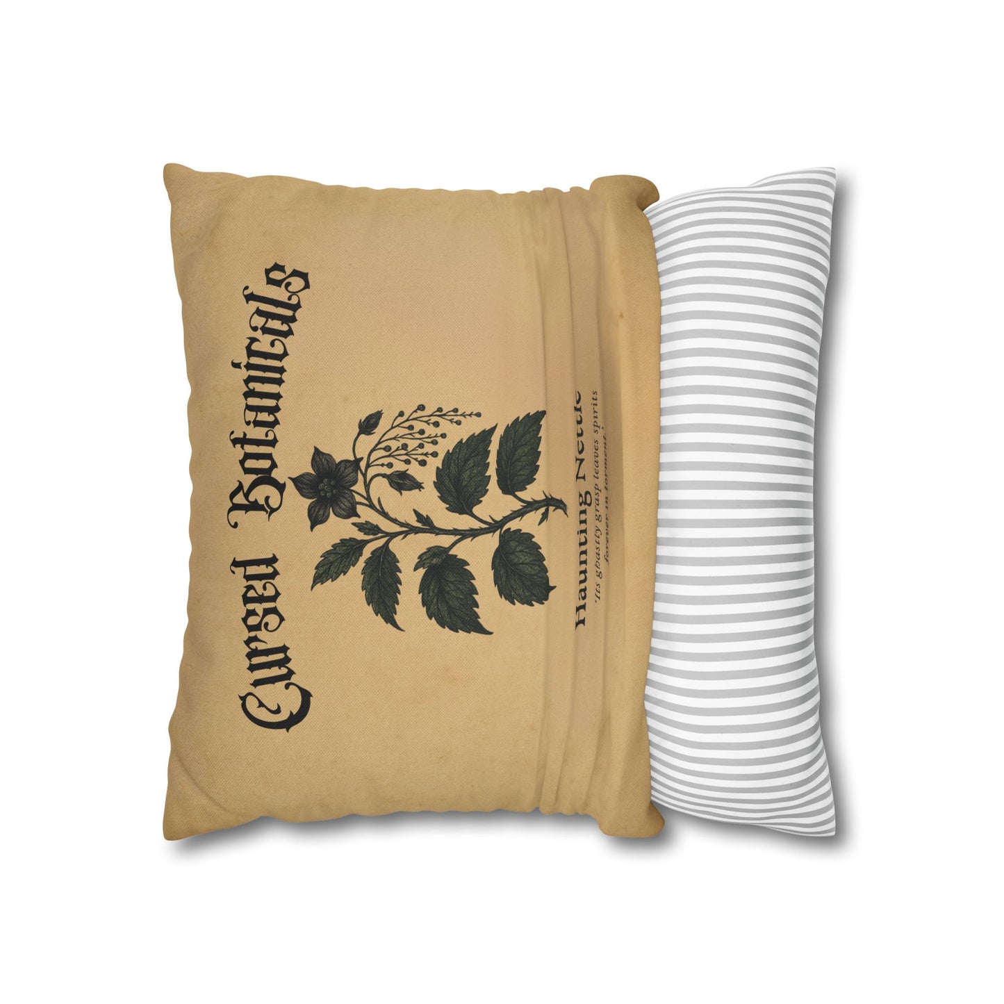 Square Pillowcase, Cursed Botanicals- Haunting Neetle, Spooky Fall Autumn Aesthetic Eerie Design