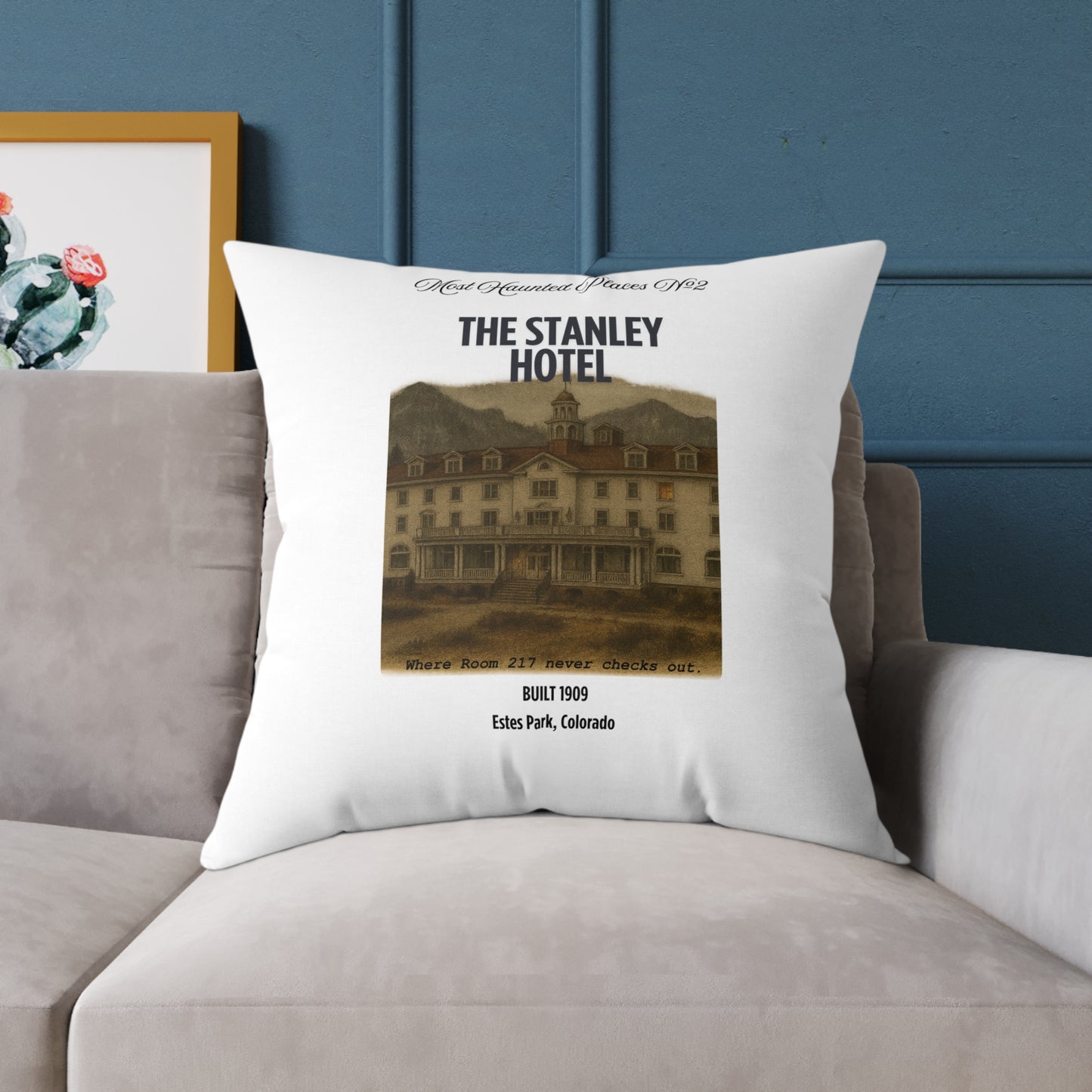 Canvas Pillow - The Most Haunted Collection Stanley Hotel - Rustic Home Decor Accent
