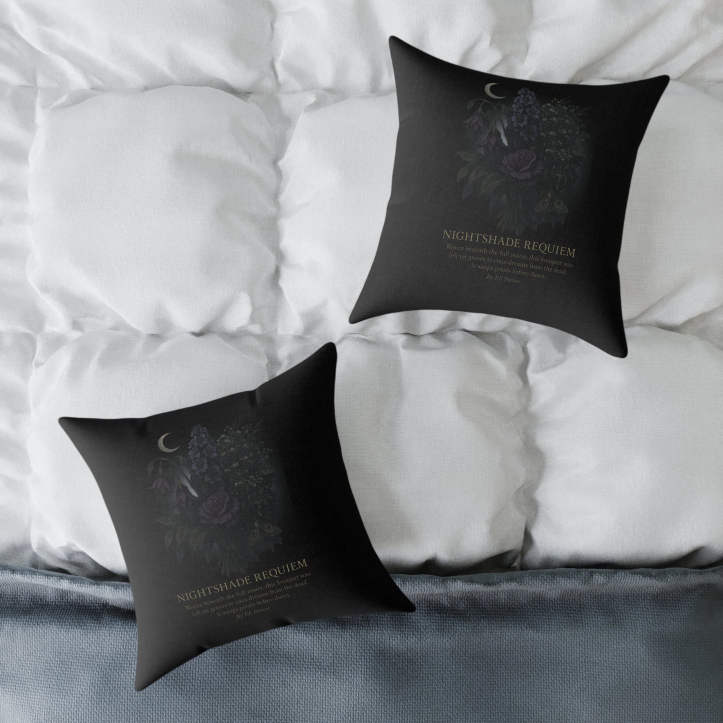Canvas Pillow -  Haunted Bouquet Collection - Nightshade Requiem