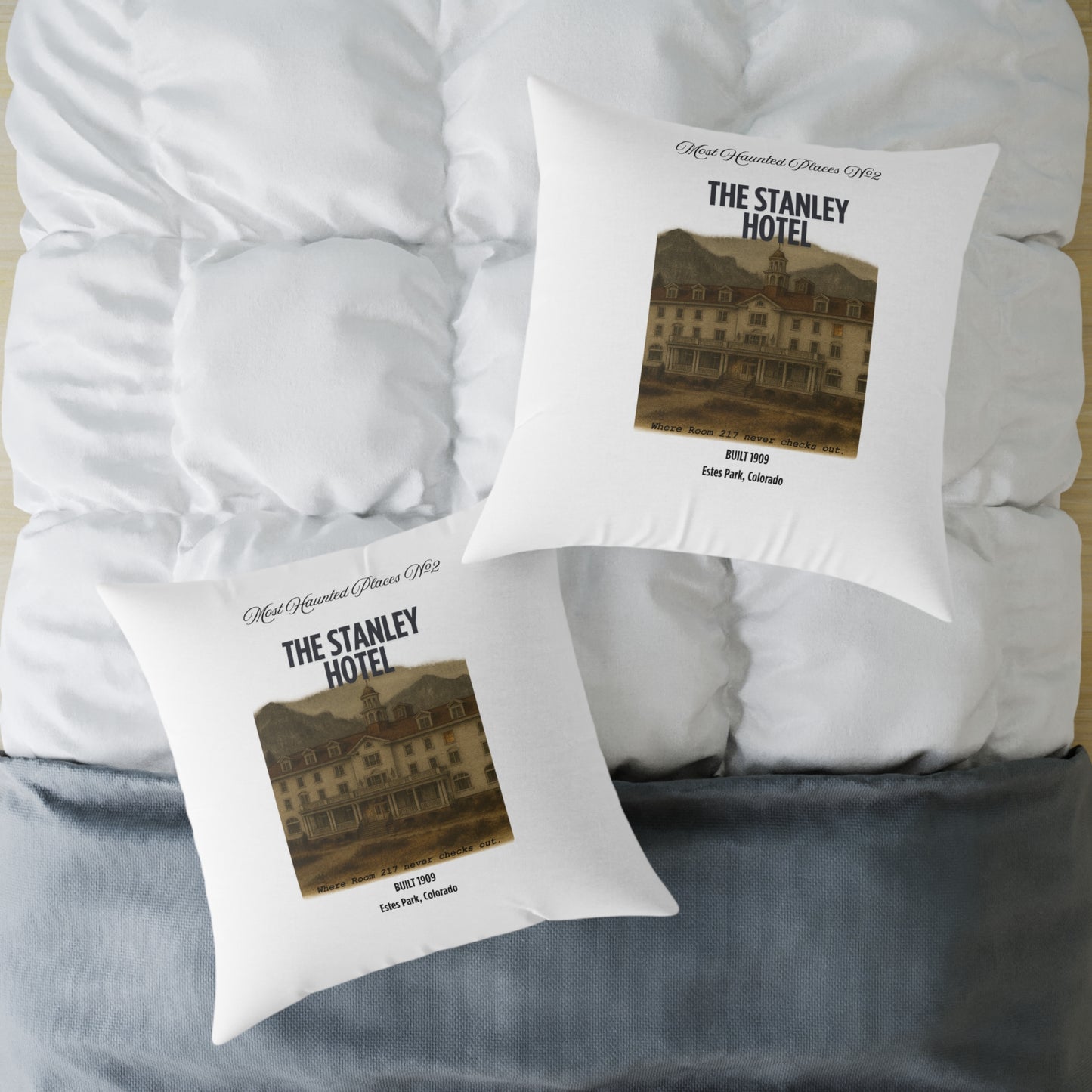 Canvas Pillow - The Most Haunted Collection Stanley Hotel - Rustic Home Decor Accent