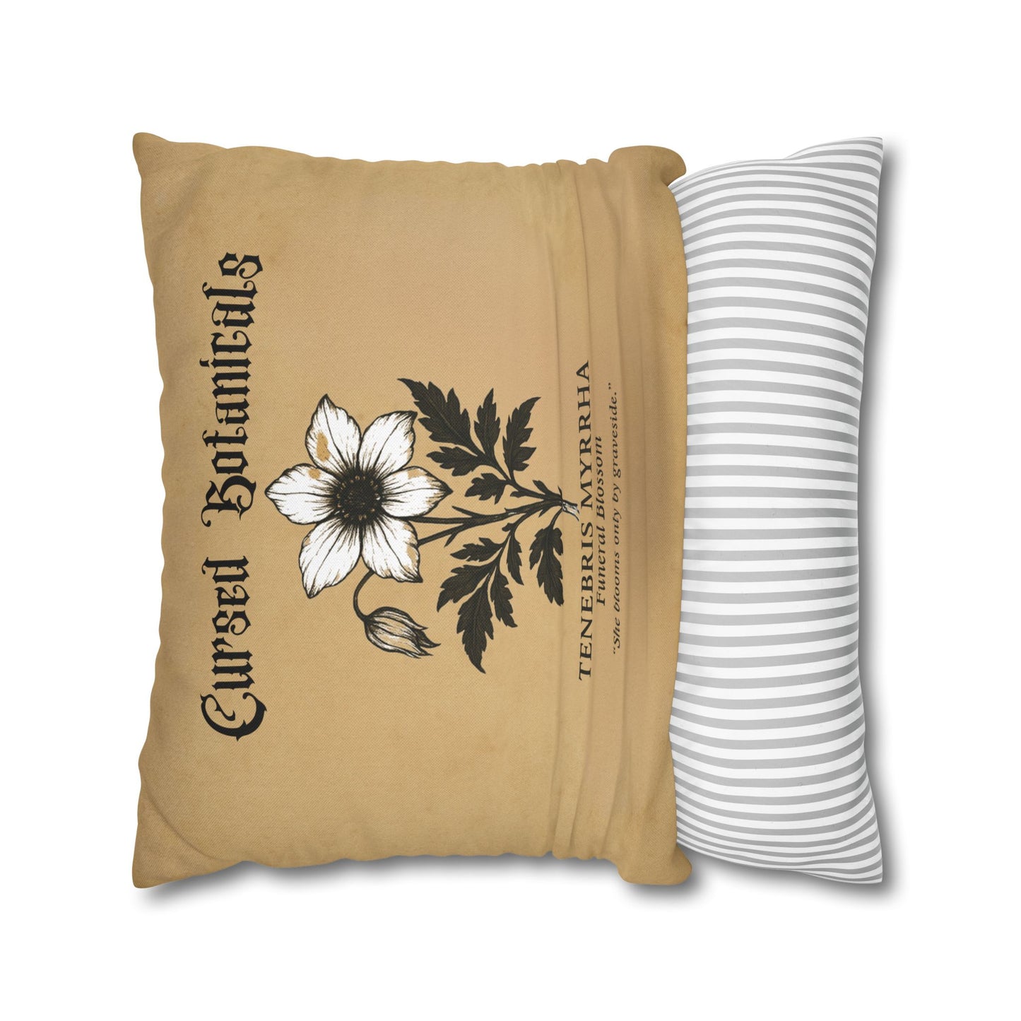 Square Pillowcase, Cursed Botanicals Collection- Funeral Blossom, Spooky Fall Autumn Aesthetic Eerie Design