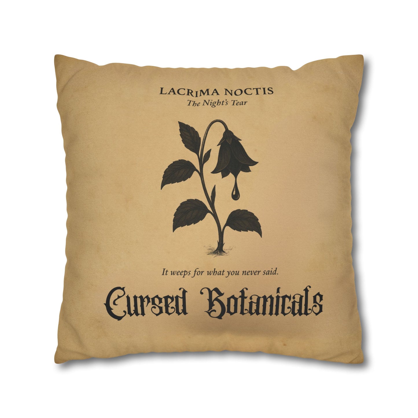 Square Pillowcase, Cursed Botanicals- Night's Tear, Spooky Fall Autumn Aesthetic Eerie Design