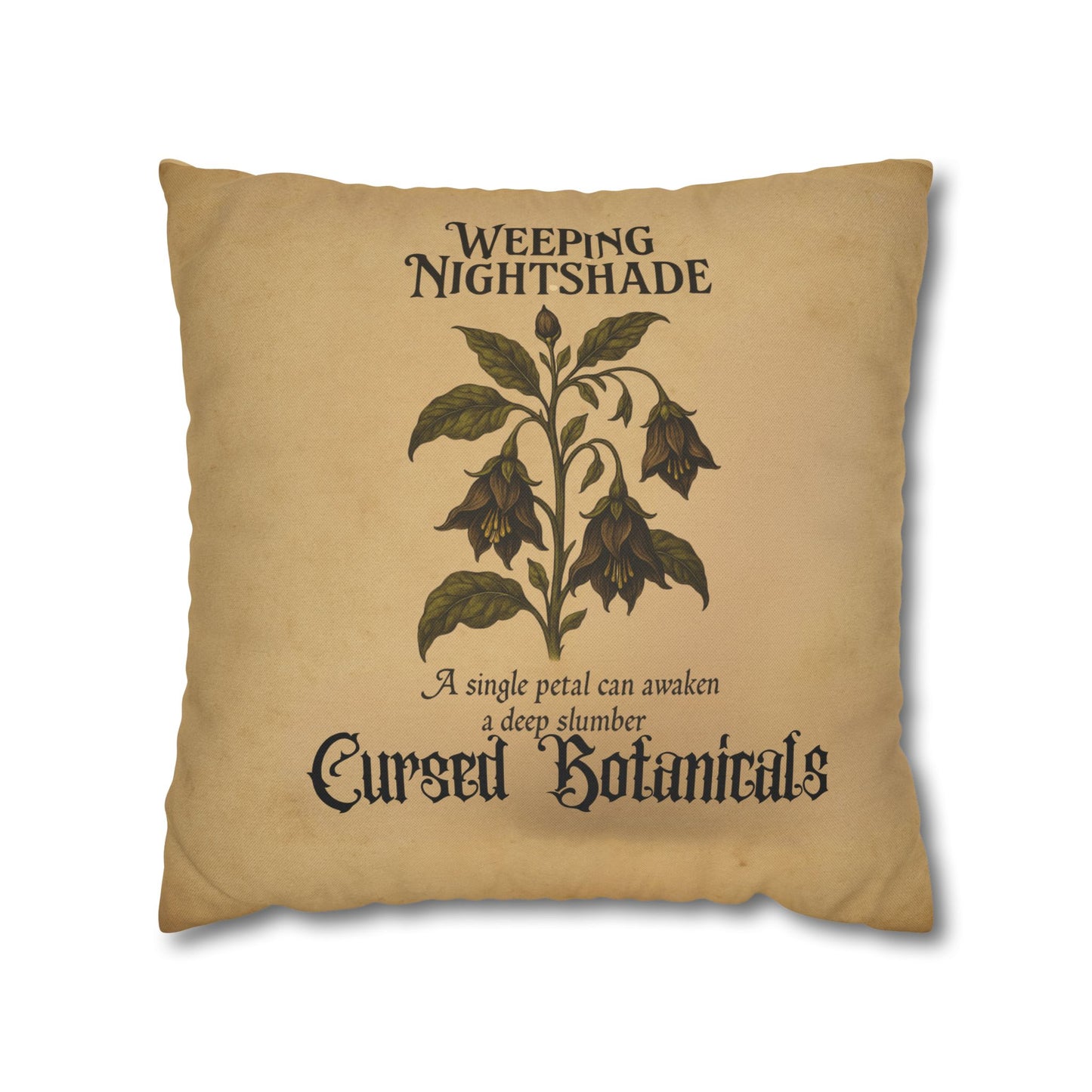 Square Pillowcase, Cursed Botanicals Collection- Weeping Nightshade, Spooky Fall Autumn Aesthetic Eerie Design