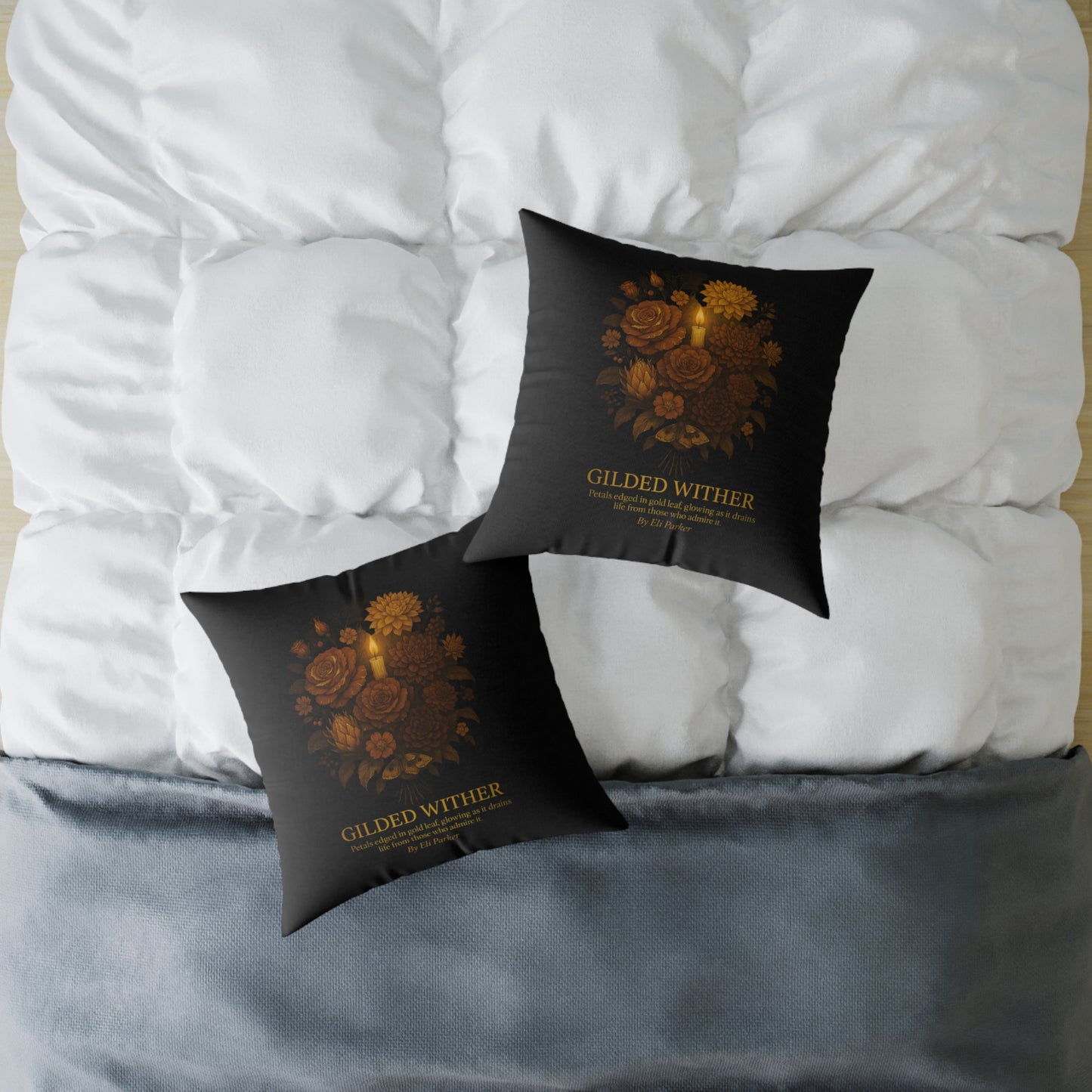 Canvas Pillow -  Haunted Bouquet Collection - Gilded Wither