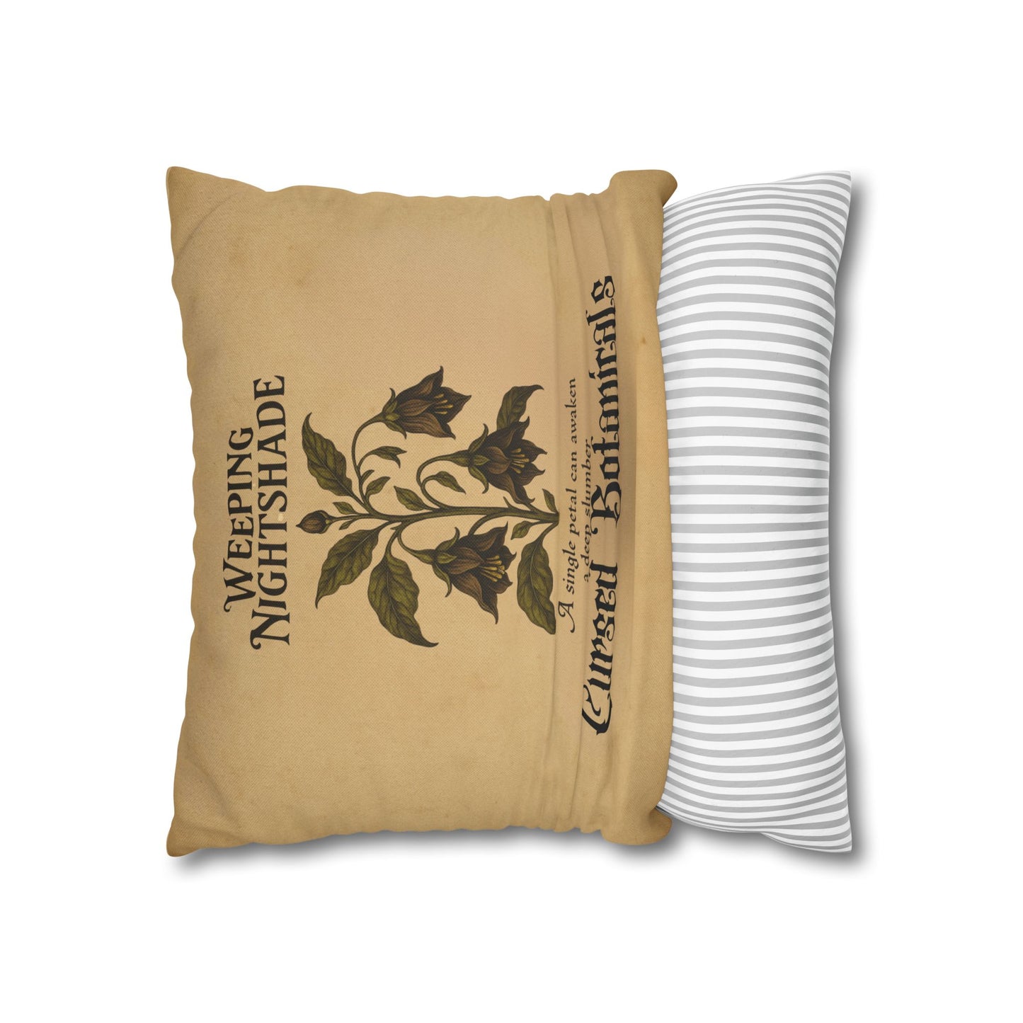 Square Pillowcase, Cursed Botanicals Collection- Weeping Nightshade, Spooky Fall Autumn Aesthetic Eerie Design