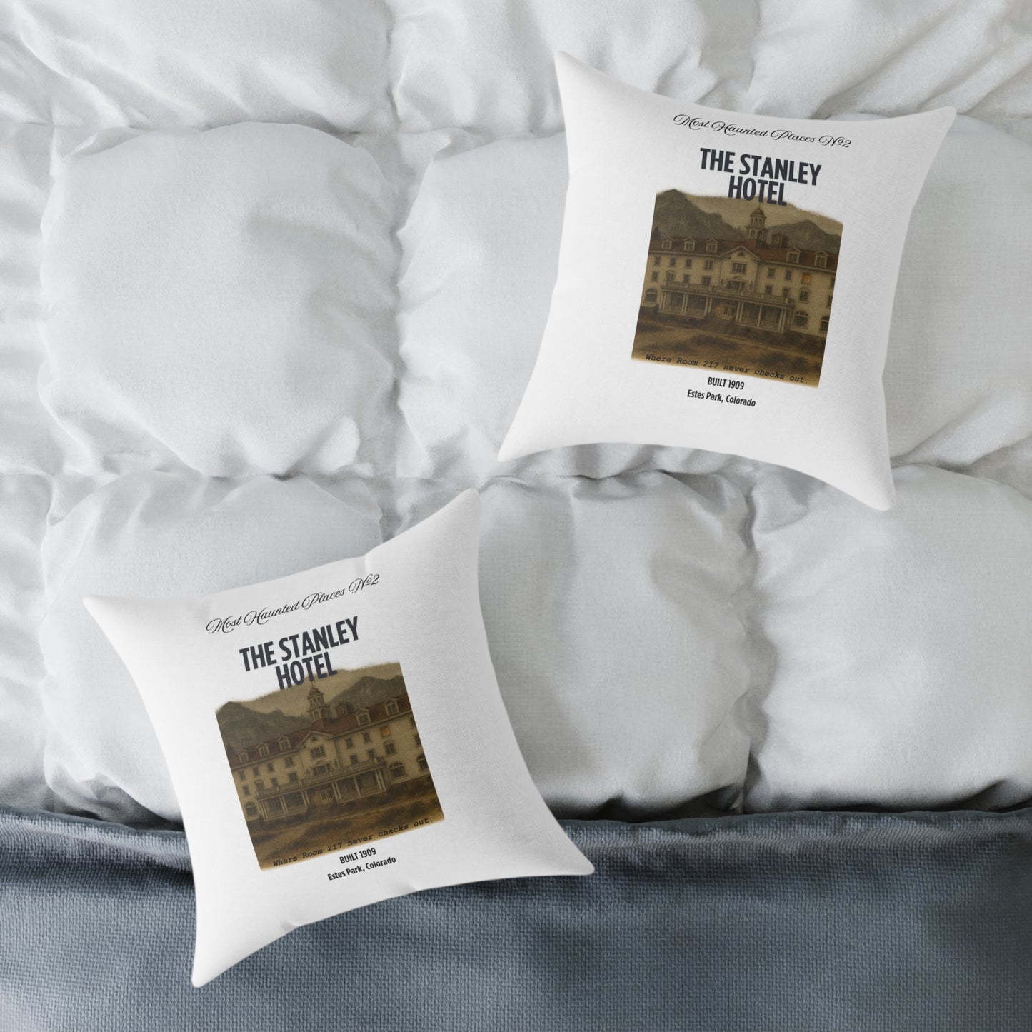 Canvas Pillow - The Most Haunted Collection Stanley Hotel - Rustic Home Decor Accent