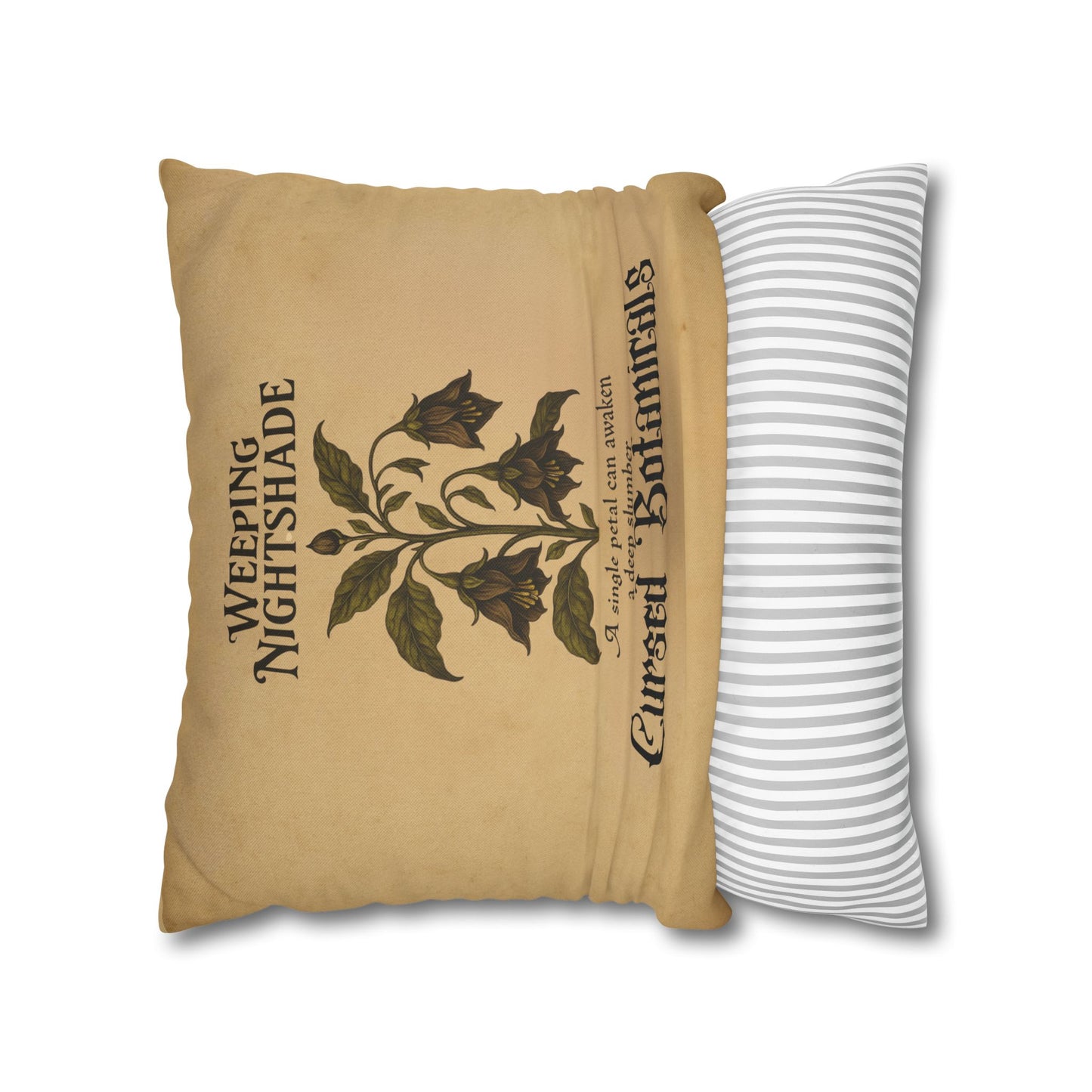 Square Pillowcase, Cursed Botanicals Collection- Weeping Nightshade, Spooky Fall Autumn Aesthetic Eerie Design