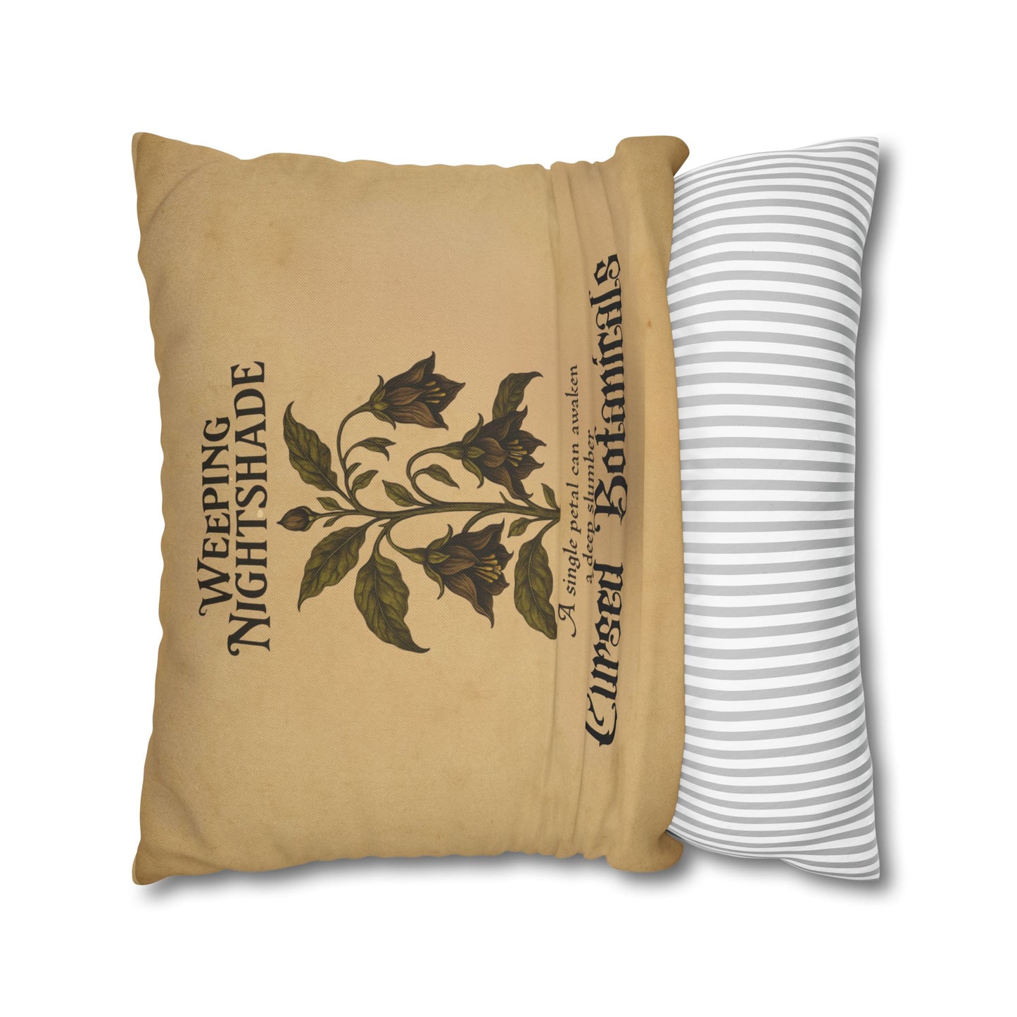 Square Pillowcase, Cursed Botanicals Collection- Weeping Nightshade, Spooky Fall Autumn Aesthetic Eerie Design
