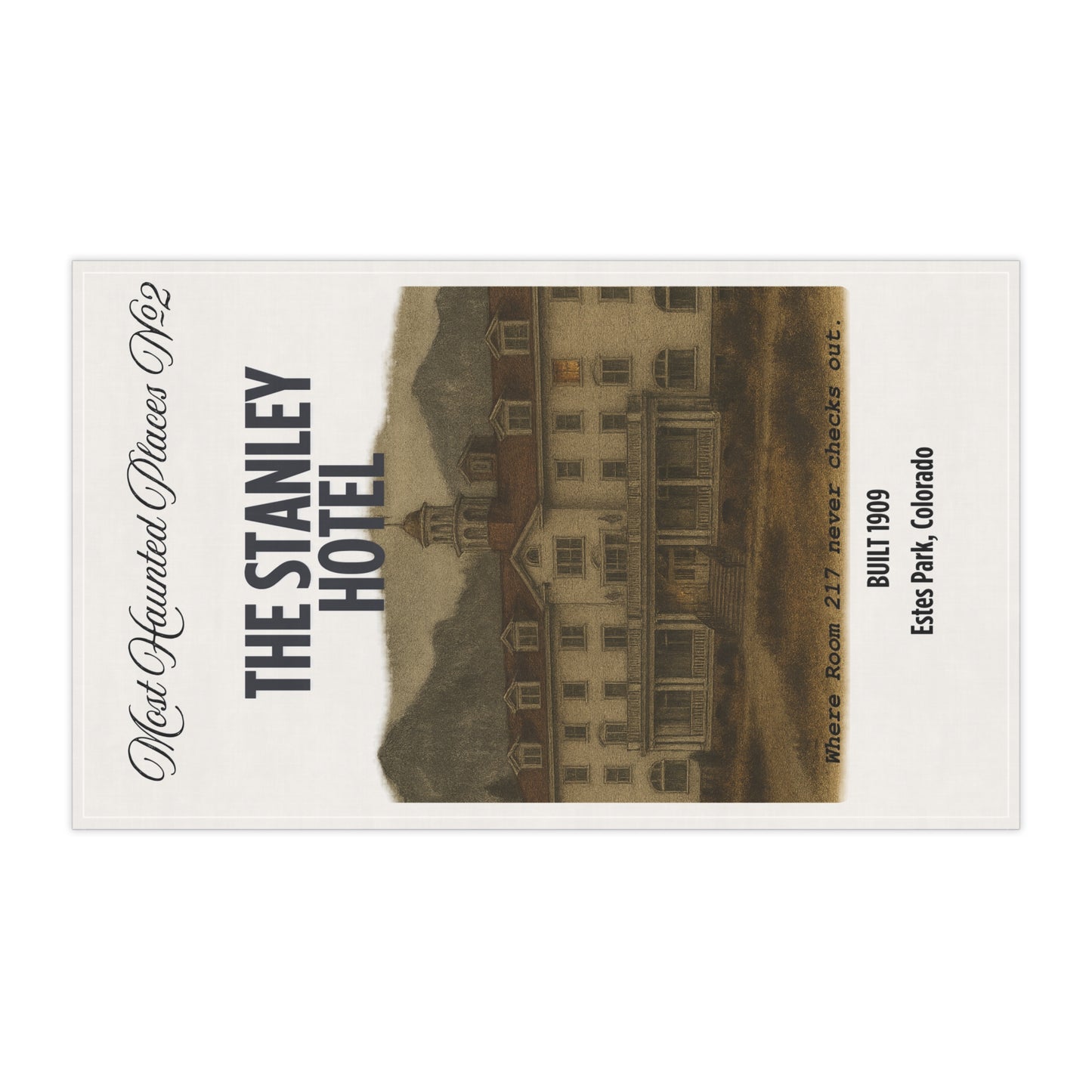 The Most Haunted Places Collection-The Stanley Hotel, Rustic Kitchen Towels, Gift for Ghost Lovers