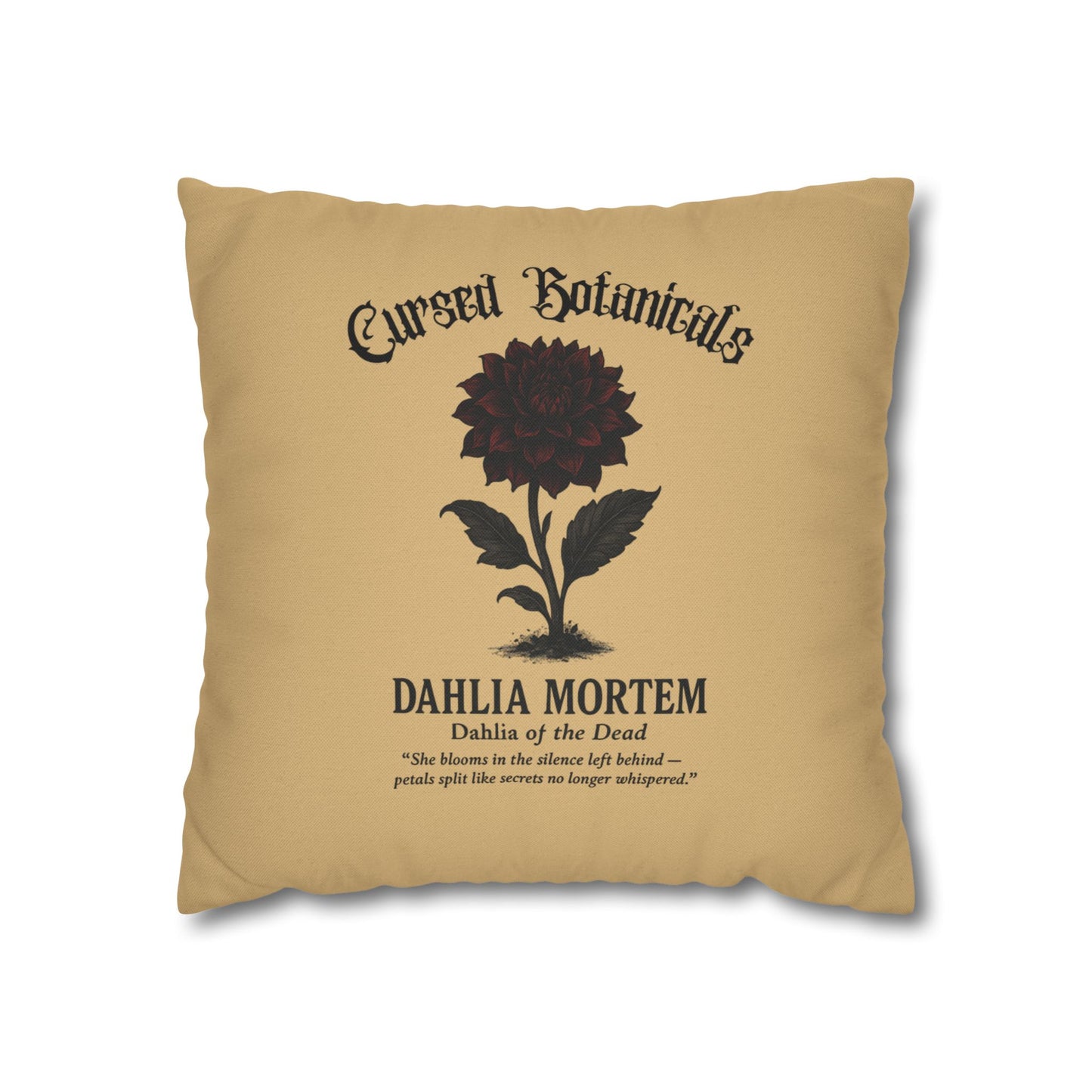 Square Pillowcase, Cursed Botanicals- Dahlia, Spooky Fall Autumn Aesthetic Eerie Design
