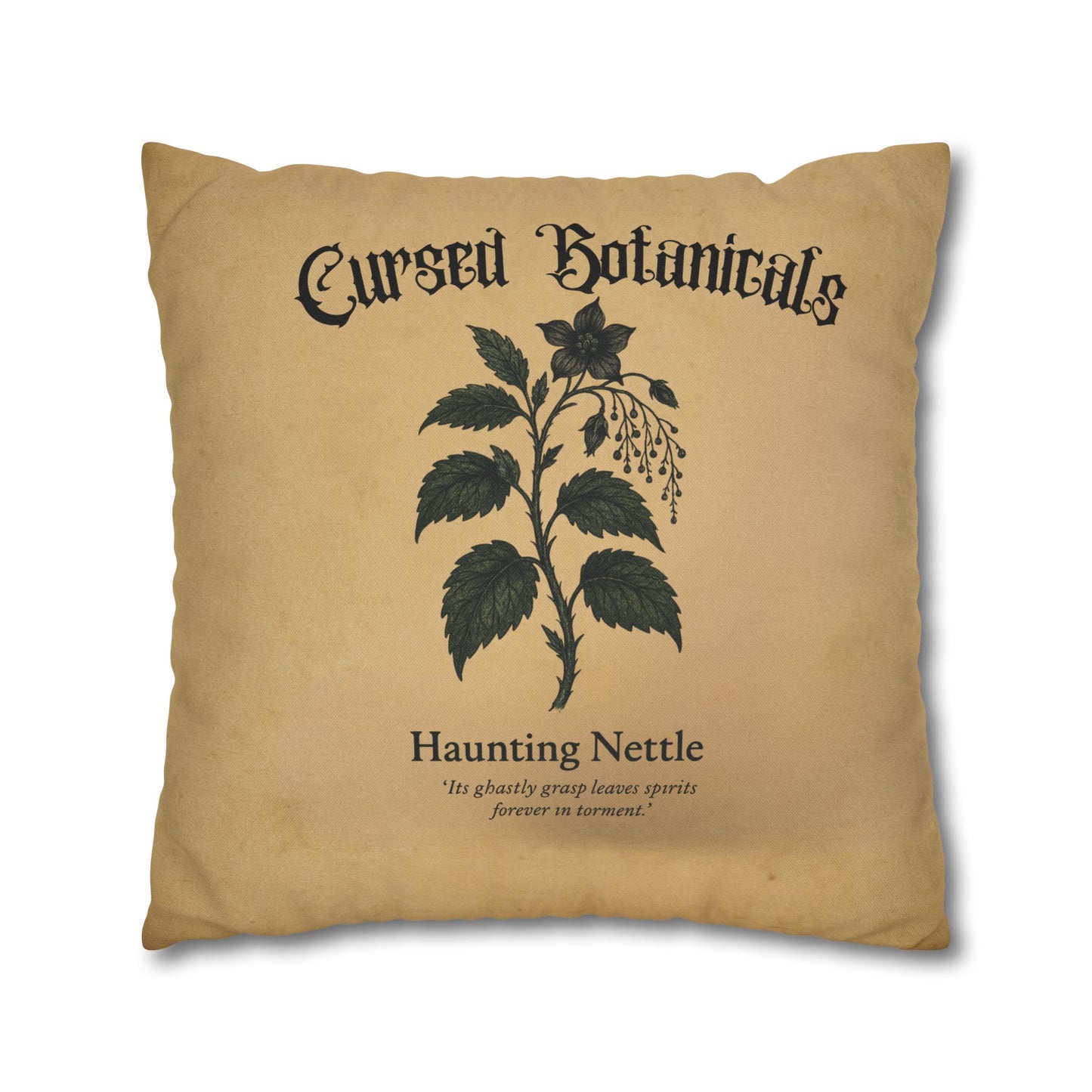 Square Pillowcase, Cursed Botanicals- Haunting Neetle, Spooky Fall Autumn Aesthetic Eerie Design