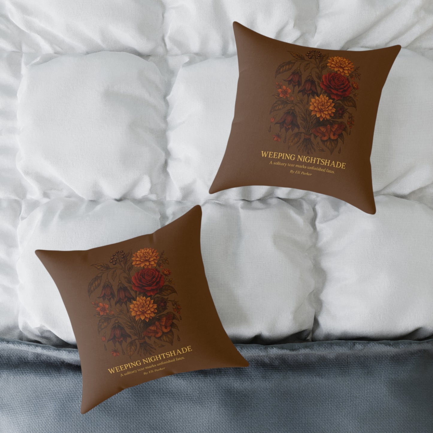 Canvas Pillow -  Haunted Bouquet Collection - Weeping Nightshade