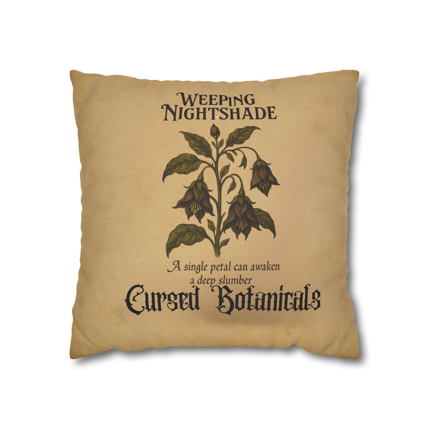 Square Pillowcase, Cursed Botanicals Collection- Weeping Nightshade, Spooky Fall Autumn Aesthetic Eerie Design