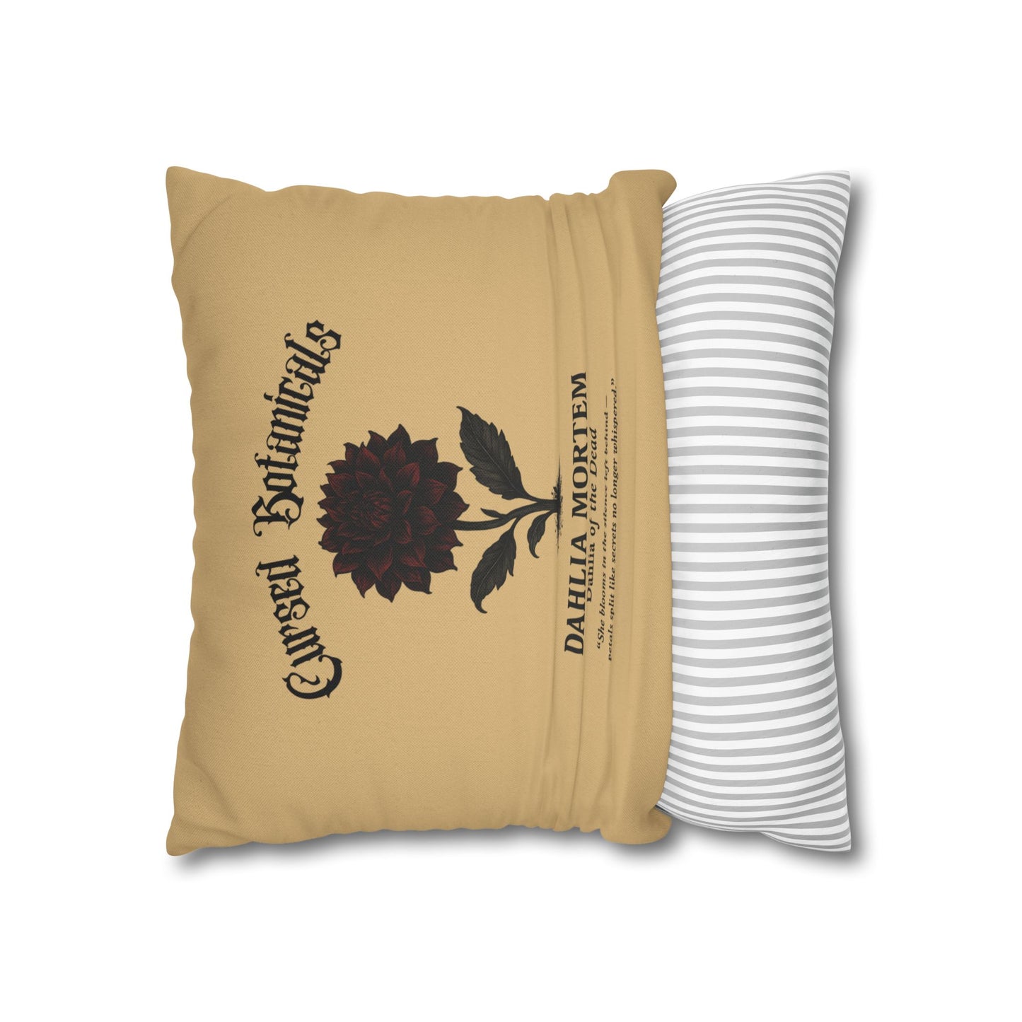 Square Pillowcase, Cursed Botanicals- Dahlia, Spooky Fall Autumn Aesthetic Eerie Design