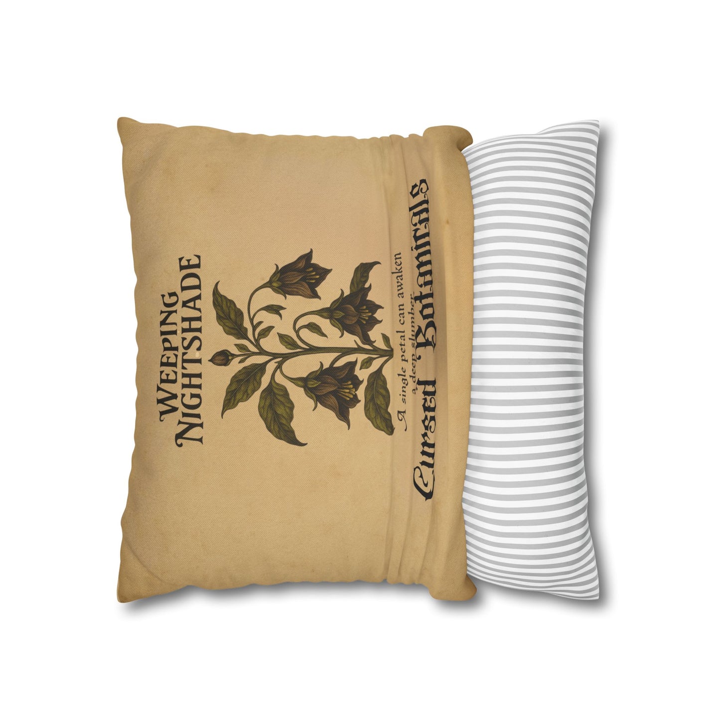 Square Pillowcase, Cursed Botanicals Collection- Weeping Nightshade, Spooky Fall Autumn Aesthetic Eerie Design