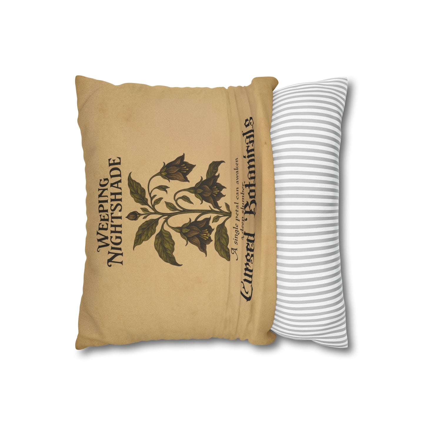 Square Pillowcase, Cursed Botanicals Collection- Weeping Nightshade, Spooky Fall Autumn Aesthetic Eerie Design