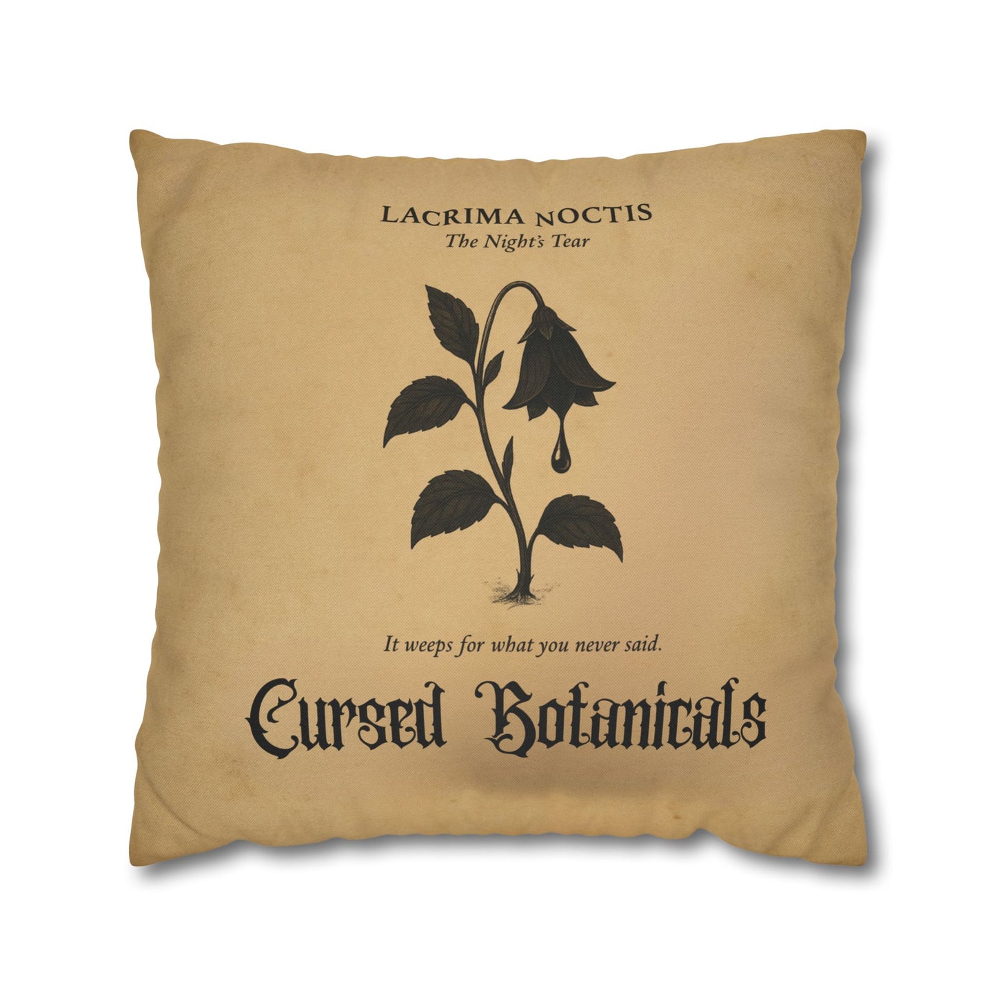 Square Pillowcase, Cursed Botanicals- Night's Tear, Spooky Fall Autumn Aesthetic Eerie Design