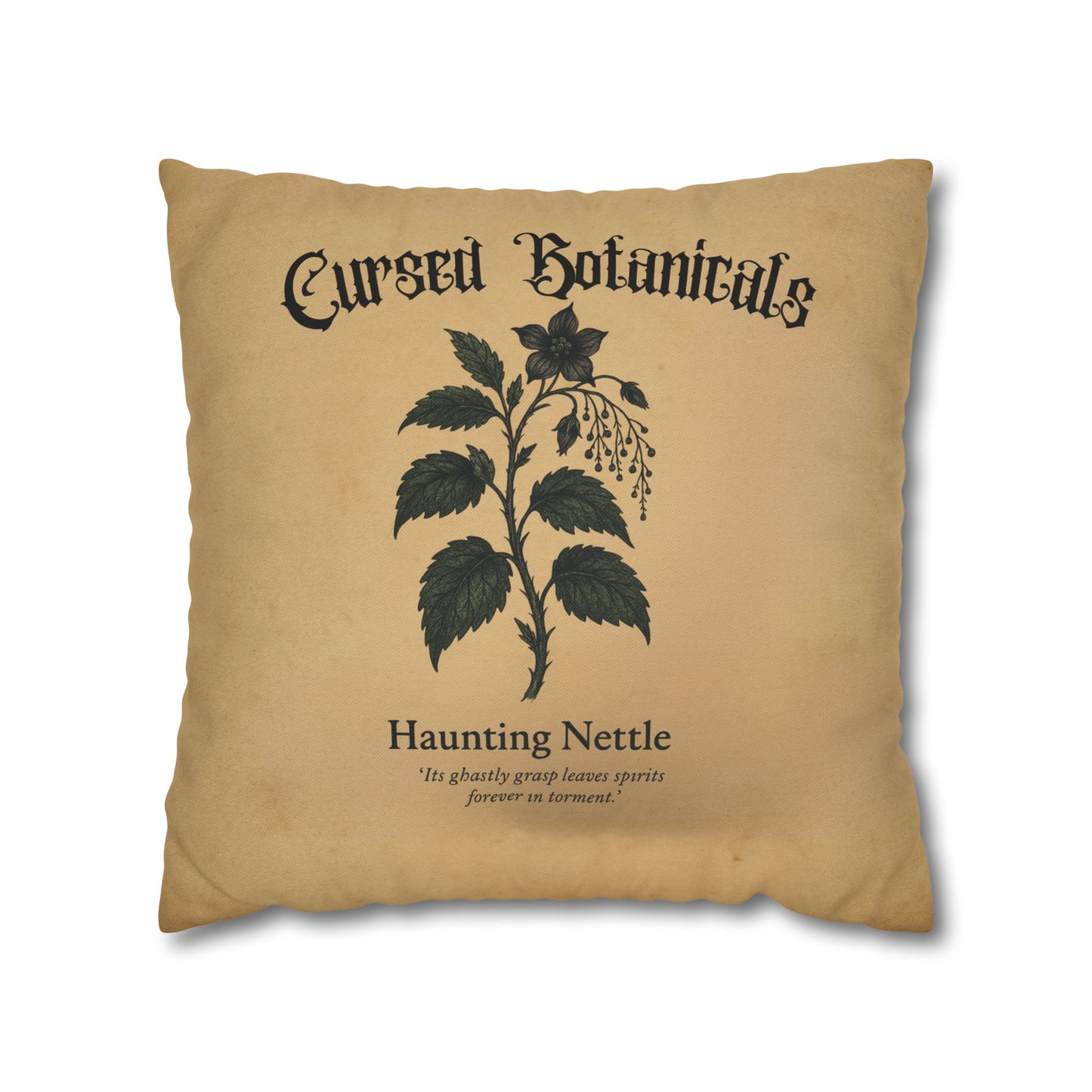 Square Pillowcase, Cursed Botanicals- Haunting Neetle, Spooky Fall Autumn Aesthetic Eerie Design