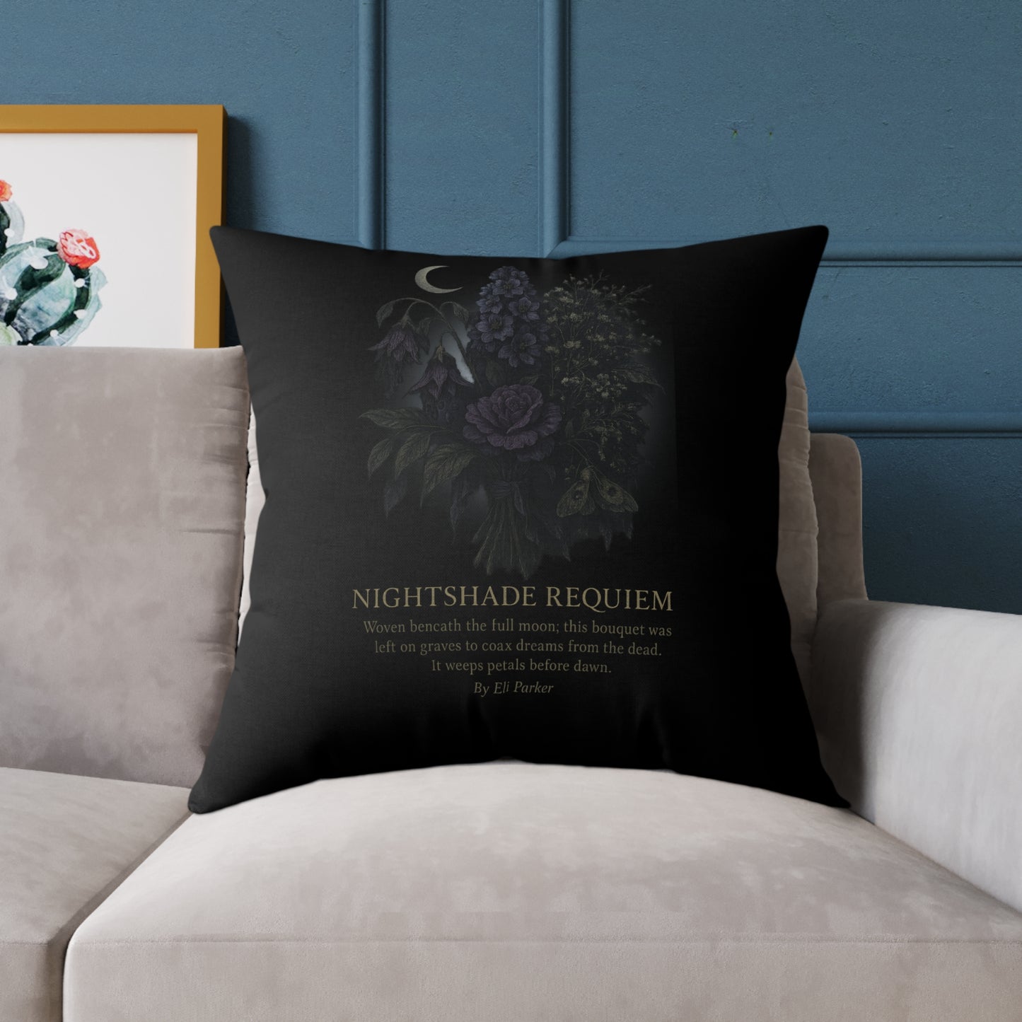 Canvas Pillow -  Haunted Bouquet Collection - Nightshade Requiem
