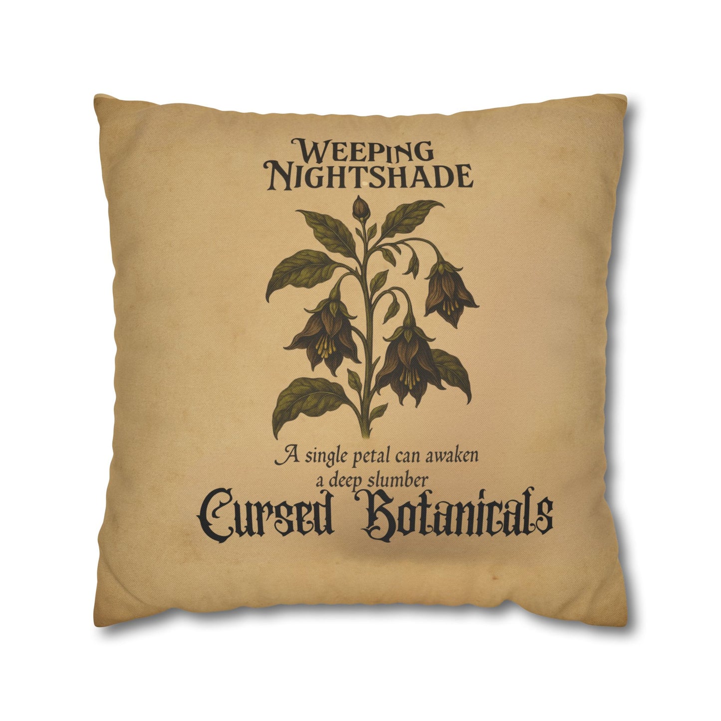 Square Pillowcase, Cursed Botanicals Collection- Weeping Nightshade, Spooky Fall Autumn Aesthetic Eerie Design