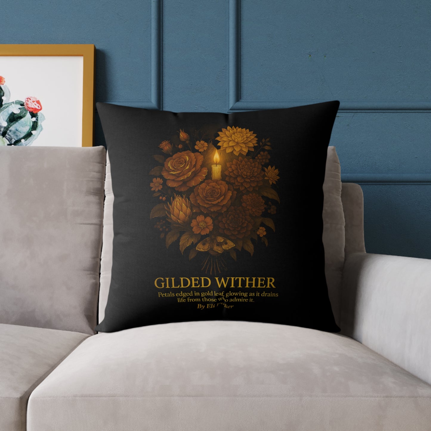 Canvas Pillow -  Haunted Bouquet Collection - Gilded Wither