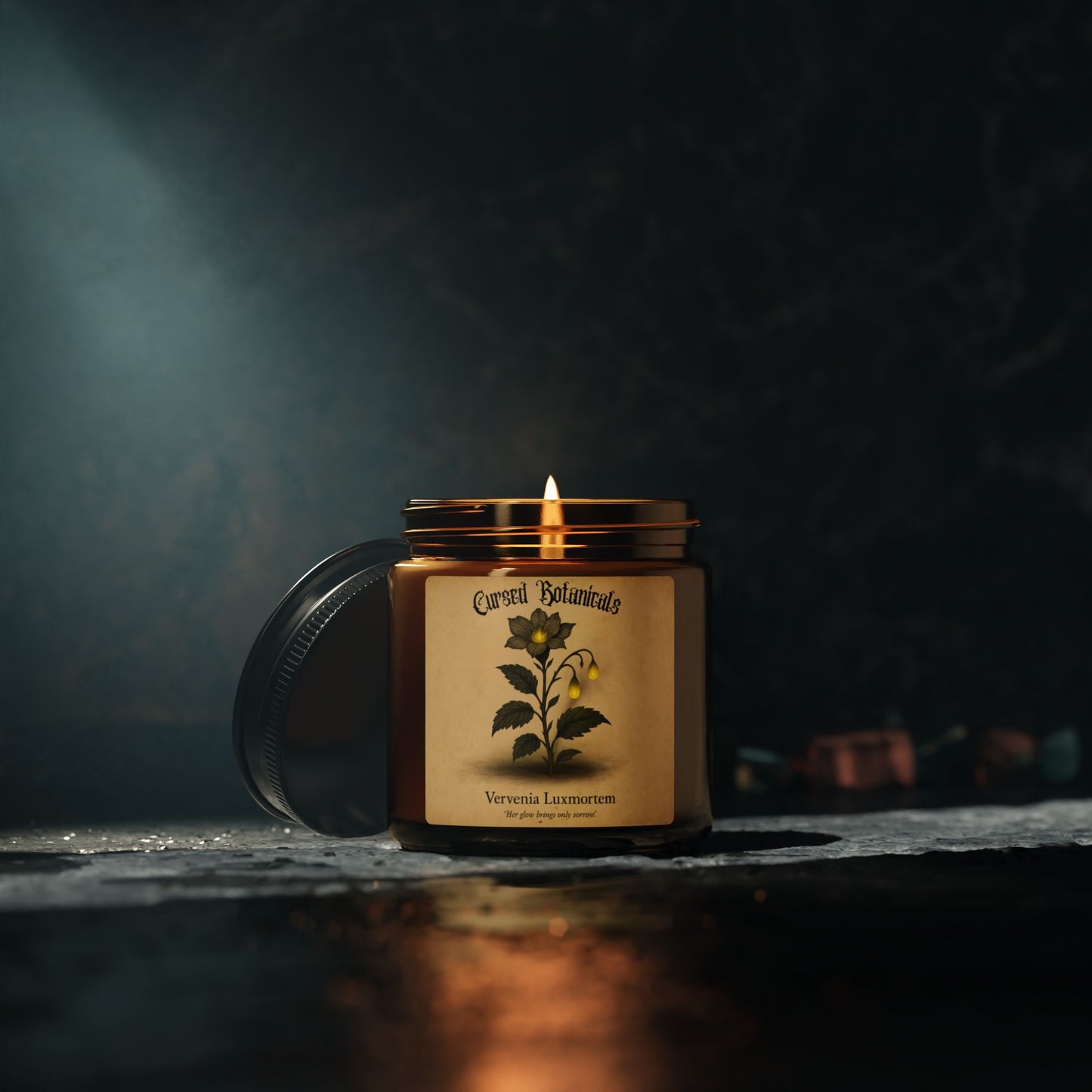 Scented Soy Candle-Cursed Botanical Collection-Vervenia Luxmortem-Glowing Flower
