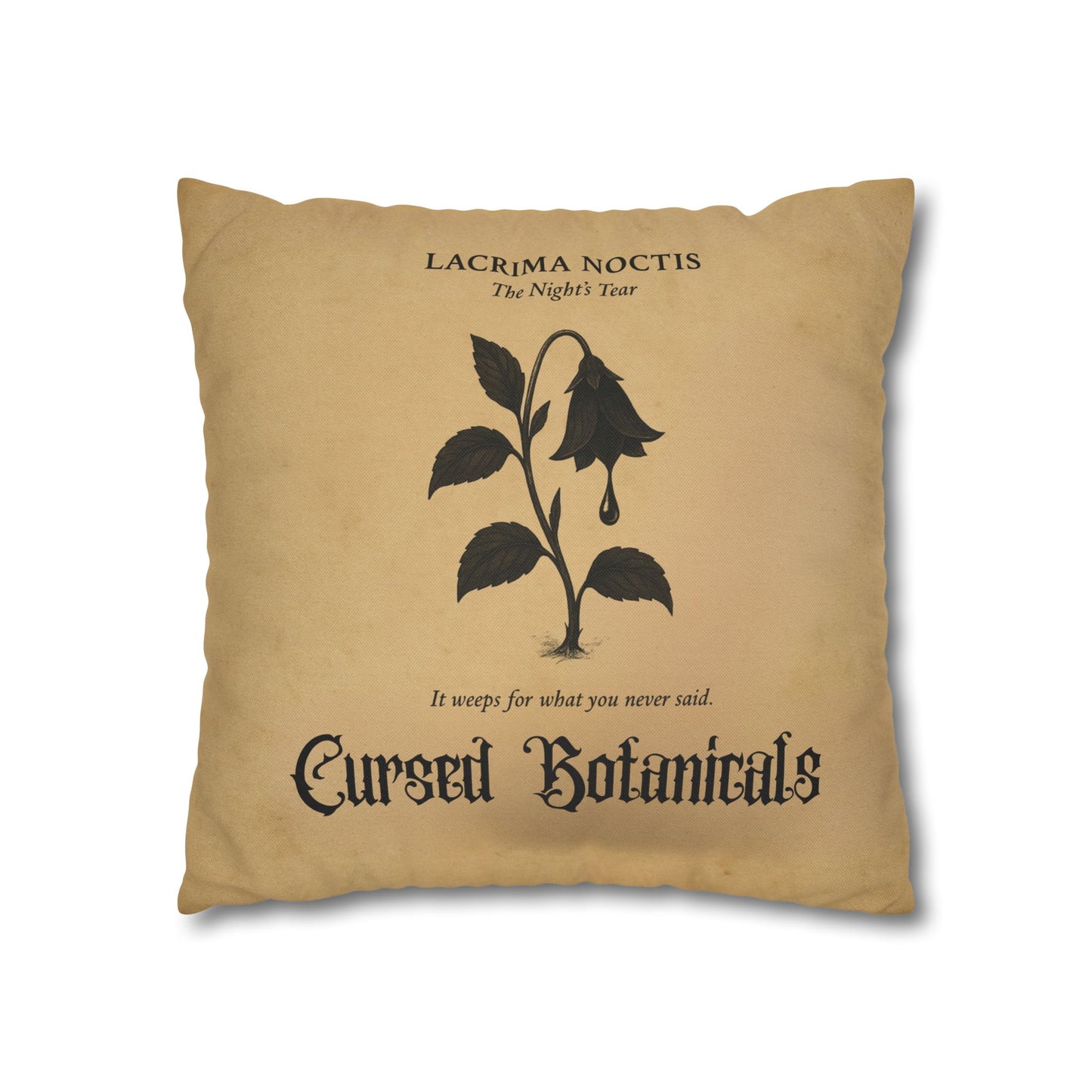 Square Pillowcase, Cursed Botanicals- Night's Tear, Spooky Fall Autumn Aesthetic Eerie Design
