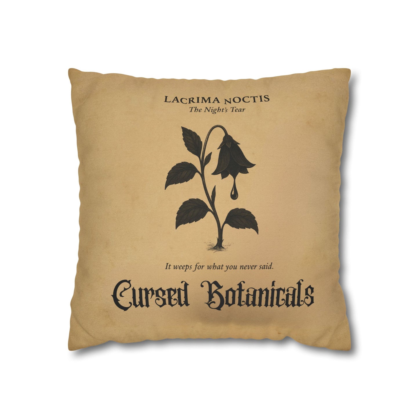Square Pillowcase, Cursed Botanicals- Night's Tear, Spooky Fall Autumn Aesthetic Eerie Design