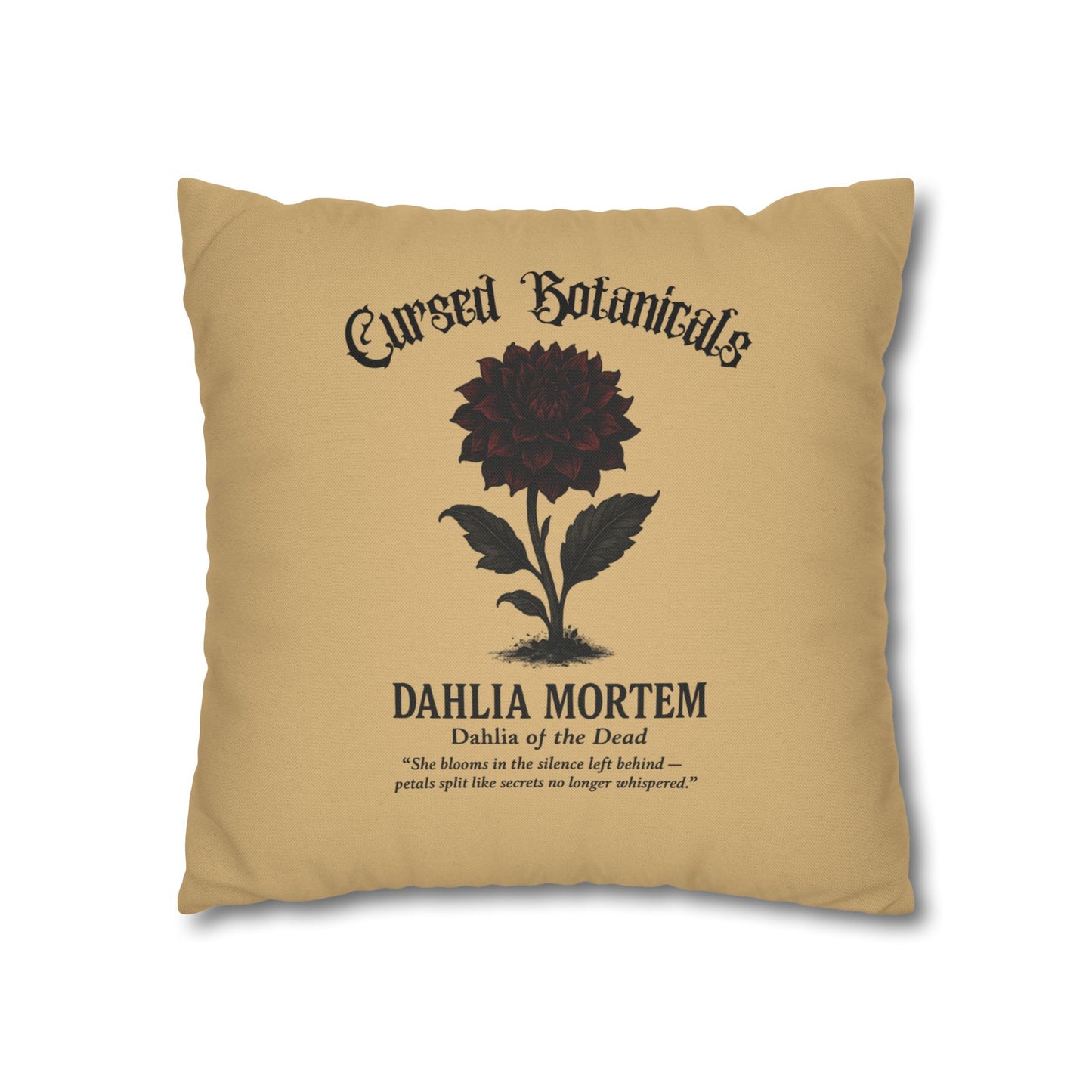 Square Pillowcase, Cursed Botanicals- Dahlia, Spooky Fall Autumn Aesthetic Eerie Design