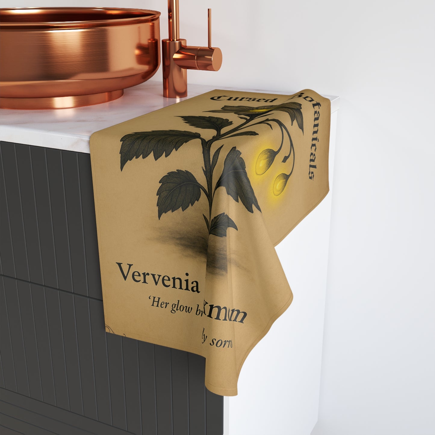 Hand Towel - Cursed Botanicals Collection- Vervenia Luxmortem Design, Gothic Home Decor,