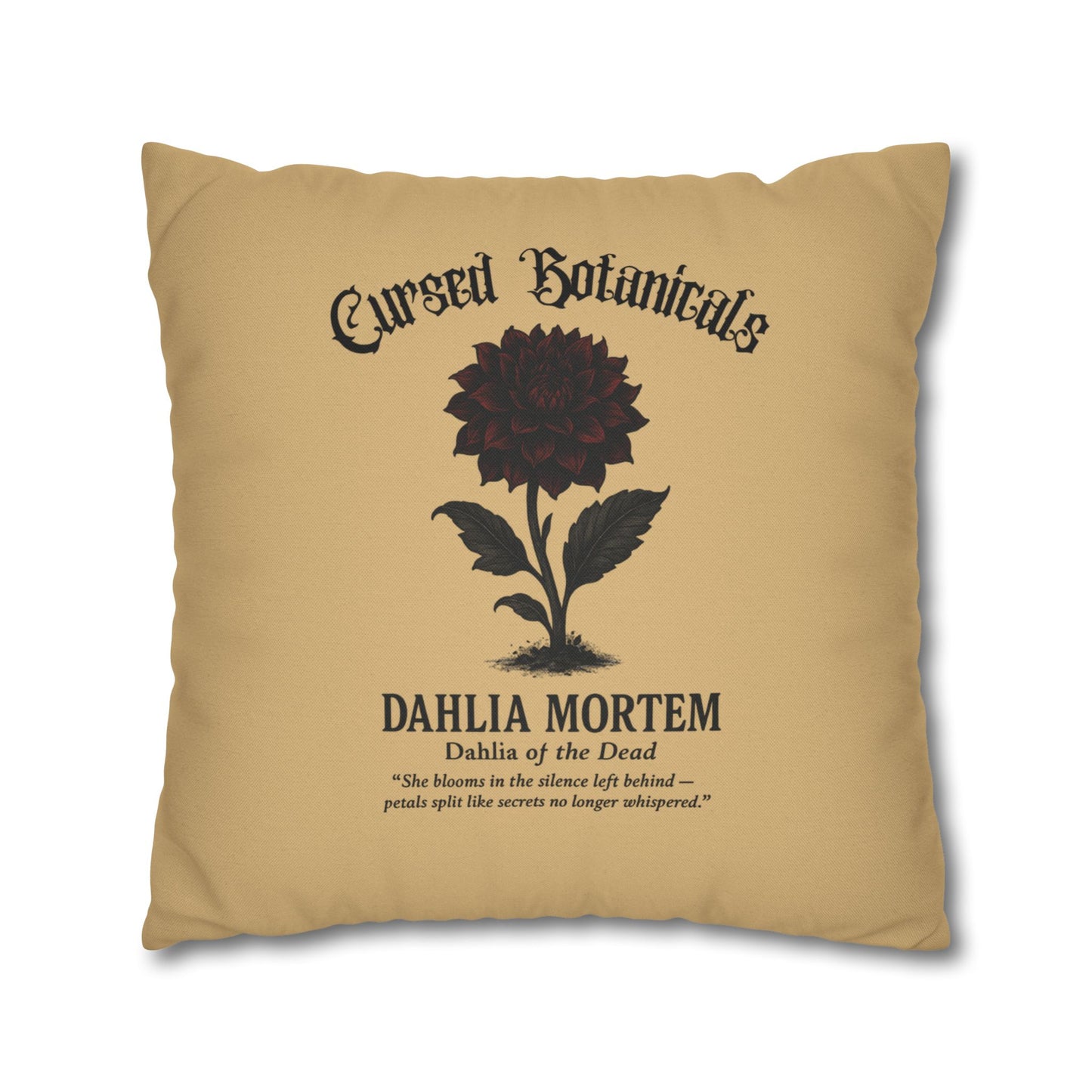 Square Pillowcase, Cursed Botanicals- Dahlia, Spooky Fall Autumn Aesthetic Eerie Design