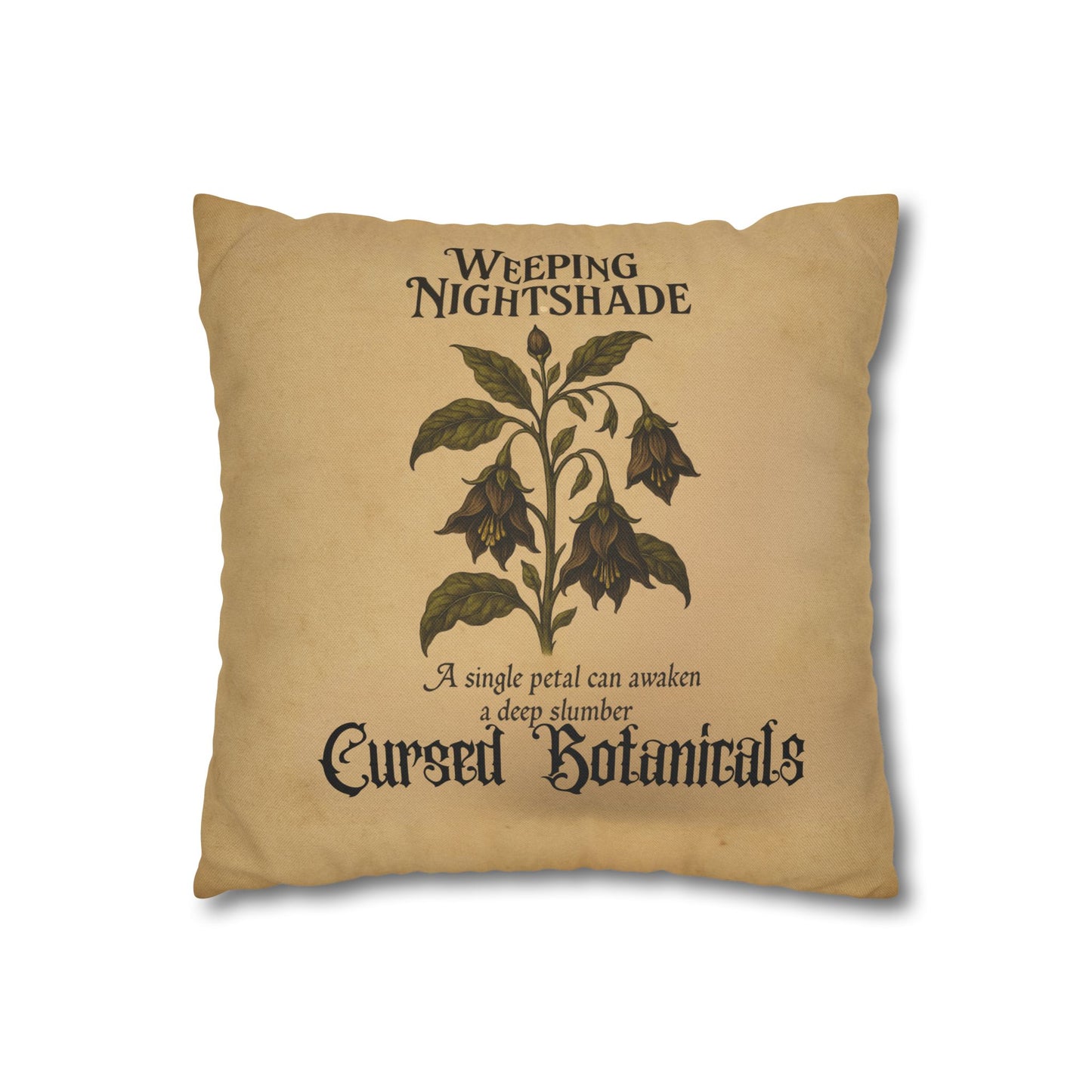 Square Pillowcase, Cursed Botanicals Collection- Weeping Nightshade, Spooky Fall Autumn Aesthetic Eerie Design