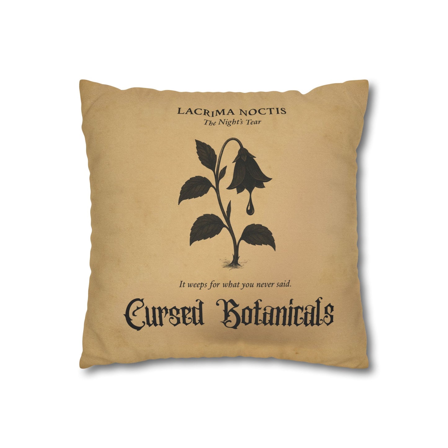 Square Pillowcase, Cursed Botanicals- Night's Tear, Spooky Fall Autumn Aesthetic Eerie Design