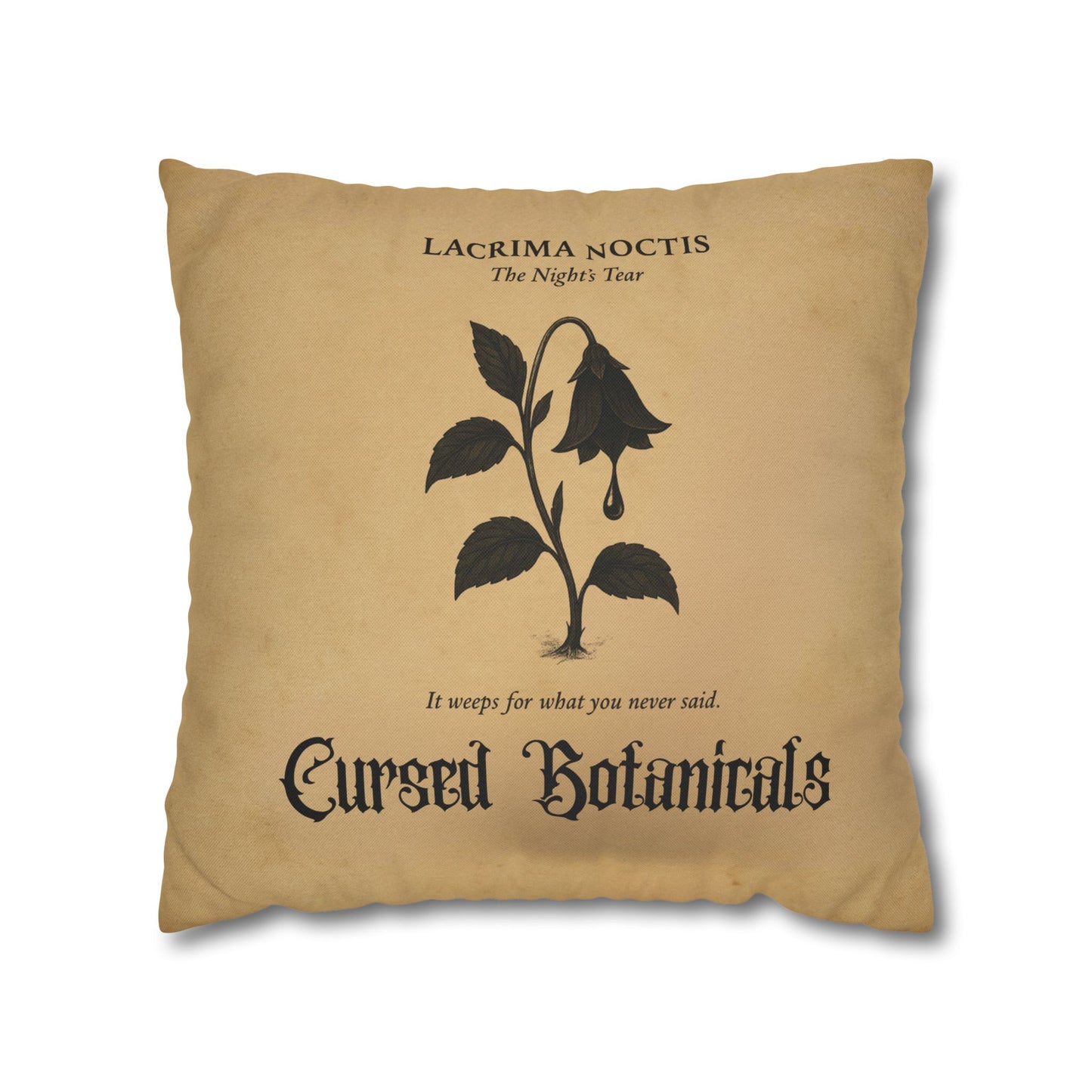 Square Pillowcase, Cursed Botanicals- Night's Tear, Spooky Fall Autumn Aesthetic Eerie Design