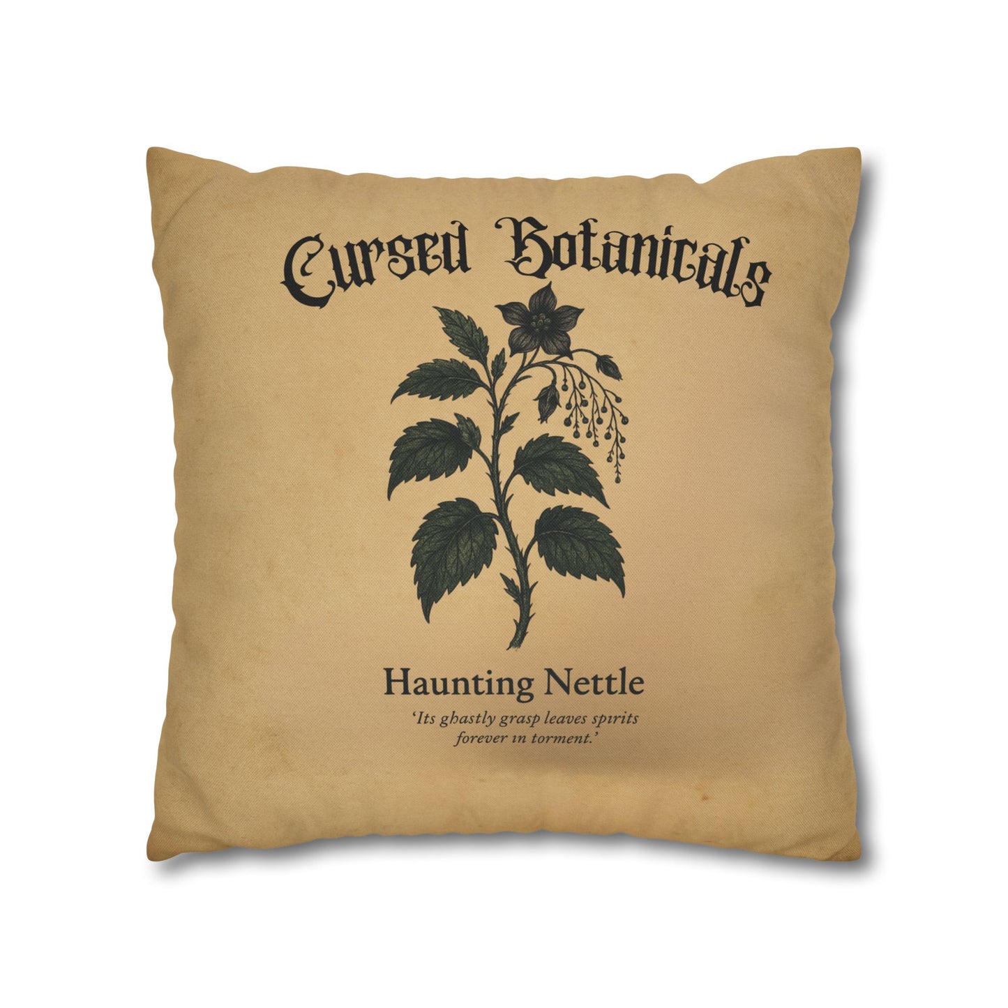 Square Pillowcase, Cursed Botanicals- Haunting Neetle, Spooky Fall Autumn Aesthetic Eerie Design
