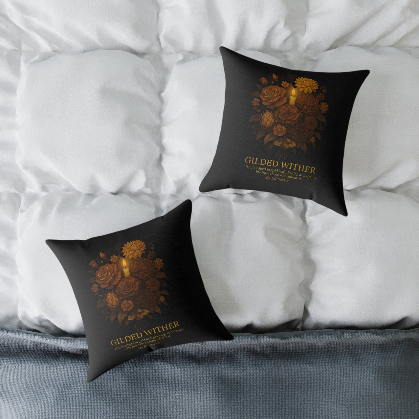 Canvas Pillow -  Haunted Bouquet Collection - Gilded Wither